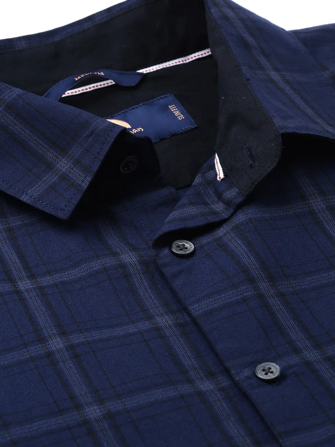 Blue Slim Straight Fit Regular Collar Long Sleeves Cotton Men's Shirt by Being Human Clothing - Image 4