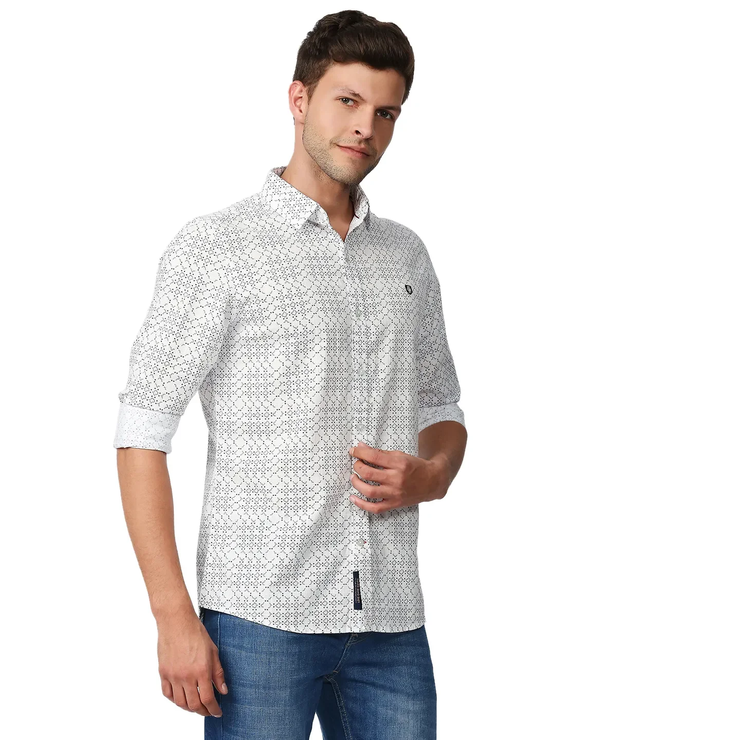 Blue Slim Straight Fit Regular Collar Long Sleeves Men's Shirt by Being Human Clothing - Image 3