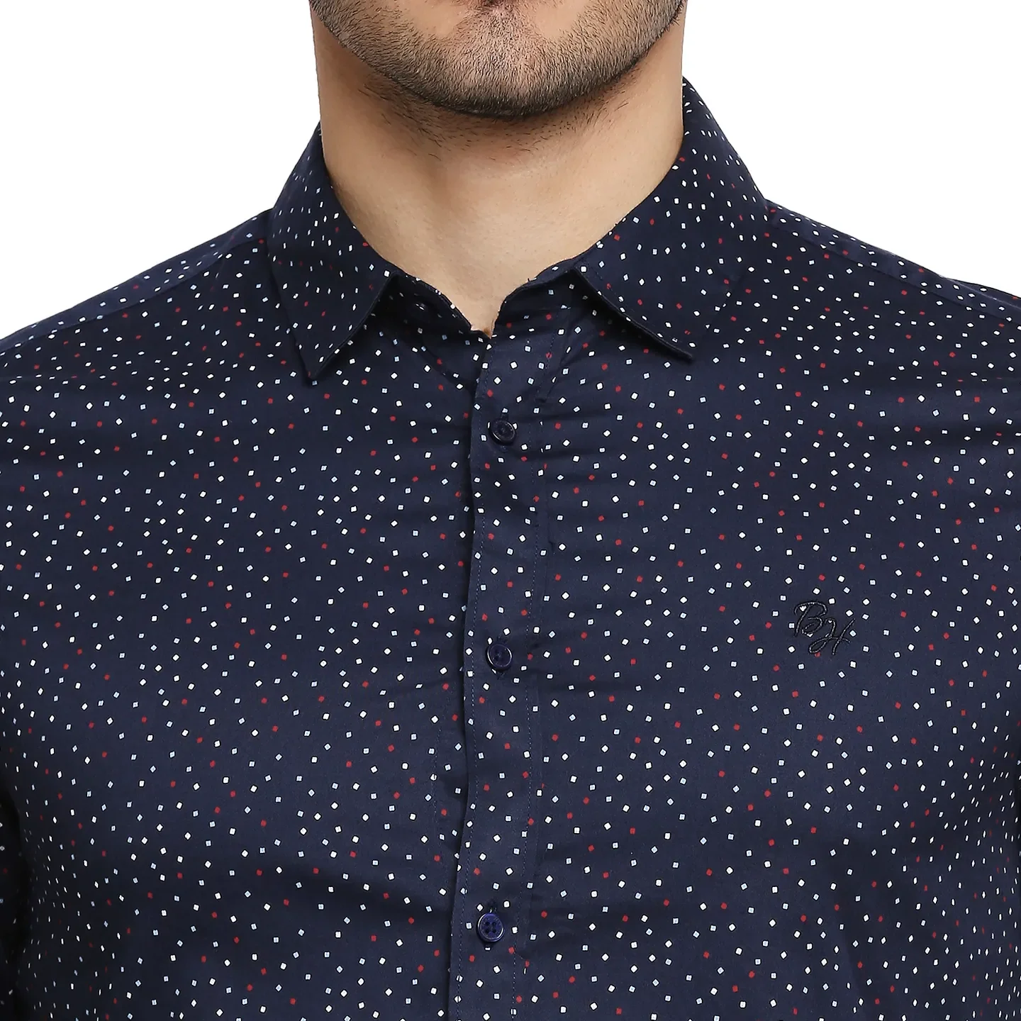Blue Slim Straight Fit Regular Collar Long Sleeves Men's Shirt by Being Human Clothing - Image 5