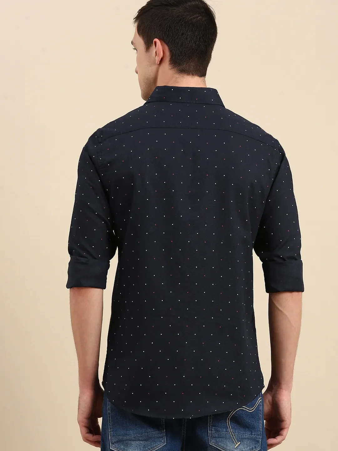 Blue Slim Straight Fit Regular Collar Long Sleeves Men's Shirt by Being Human Clothing - Image 3