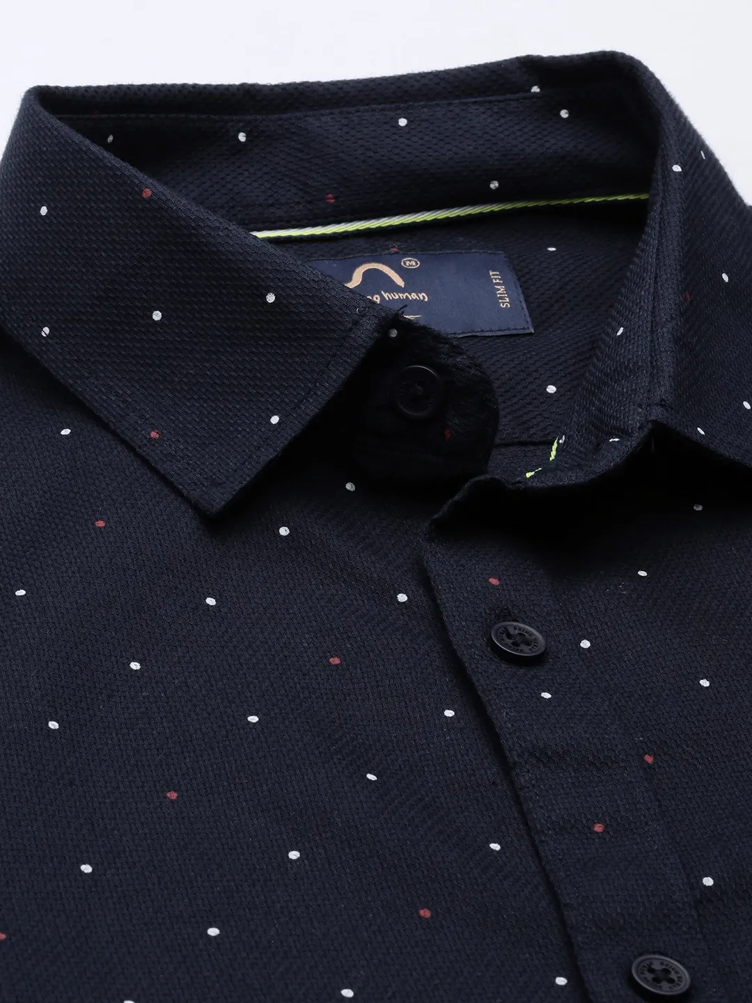 Blue Slim Straight Fit Regular Collar Long Sleeves Men's Shirt by Being Human Clothing - Image 5