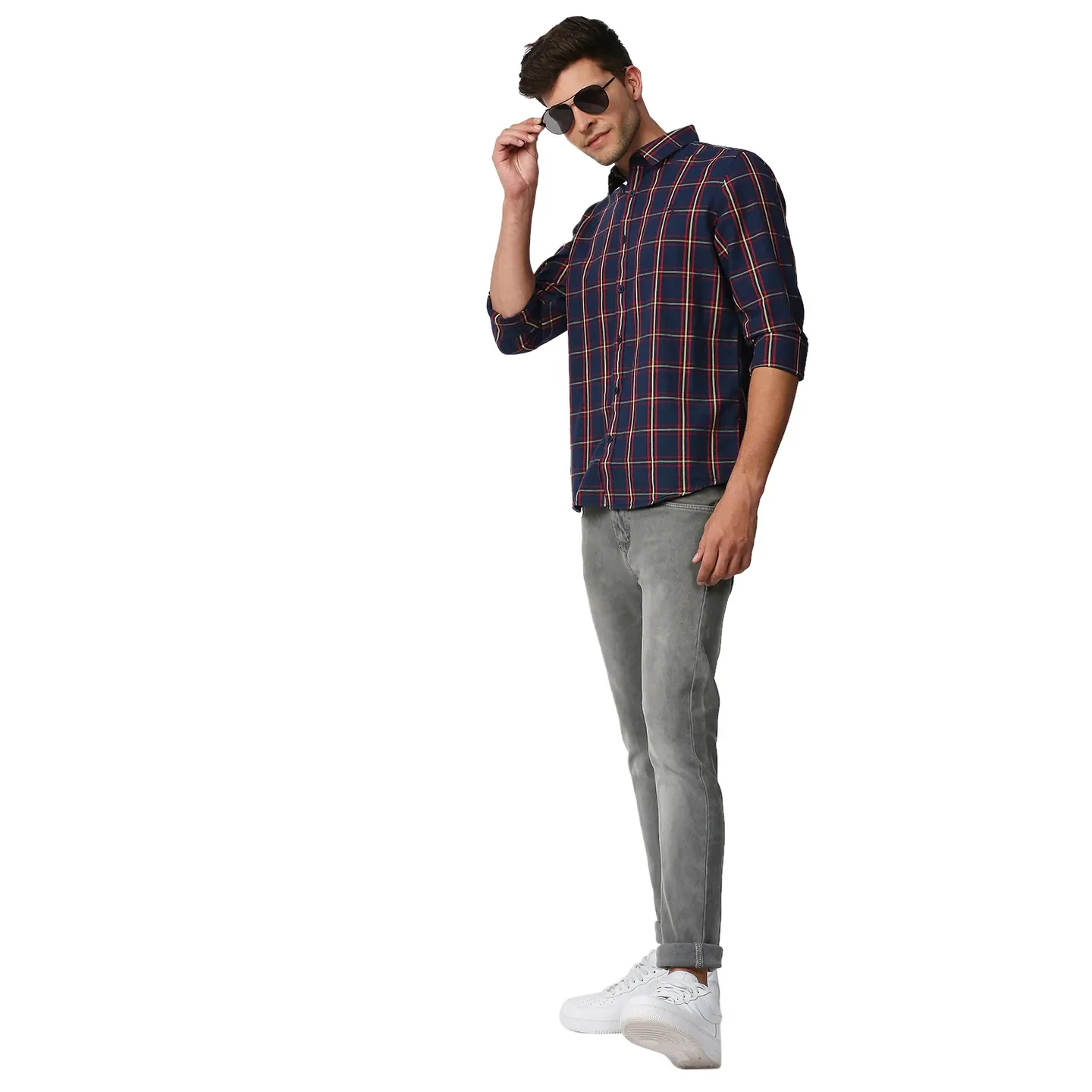 Blue Slim Straight Fit Regular Collar Long Sleeves Men's Shirt by Being Human Clothing - Image 6