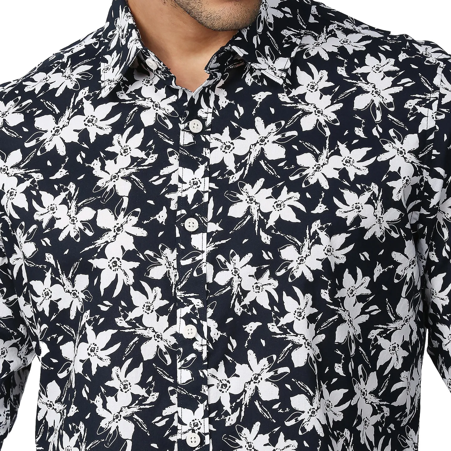Blue Slim Straight Fit Regular Collar Long Sleeves Men's Shirt by Being Human Clothing - Image 5