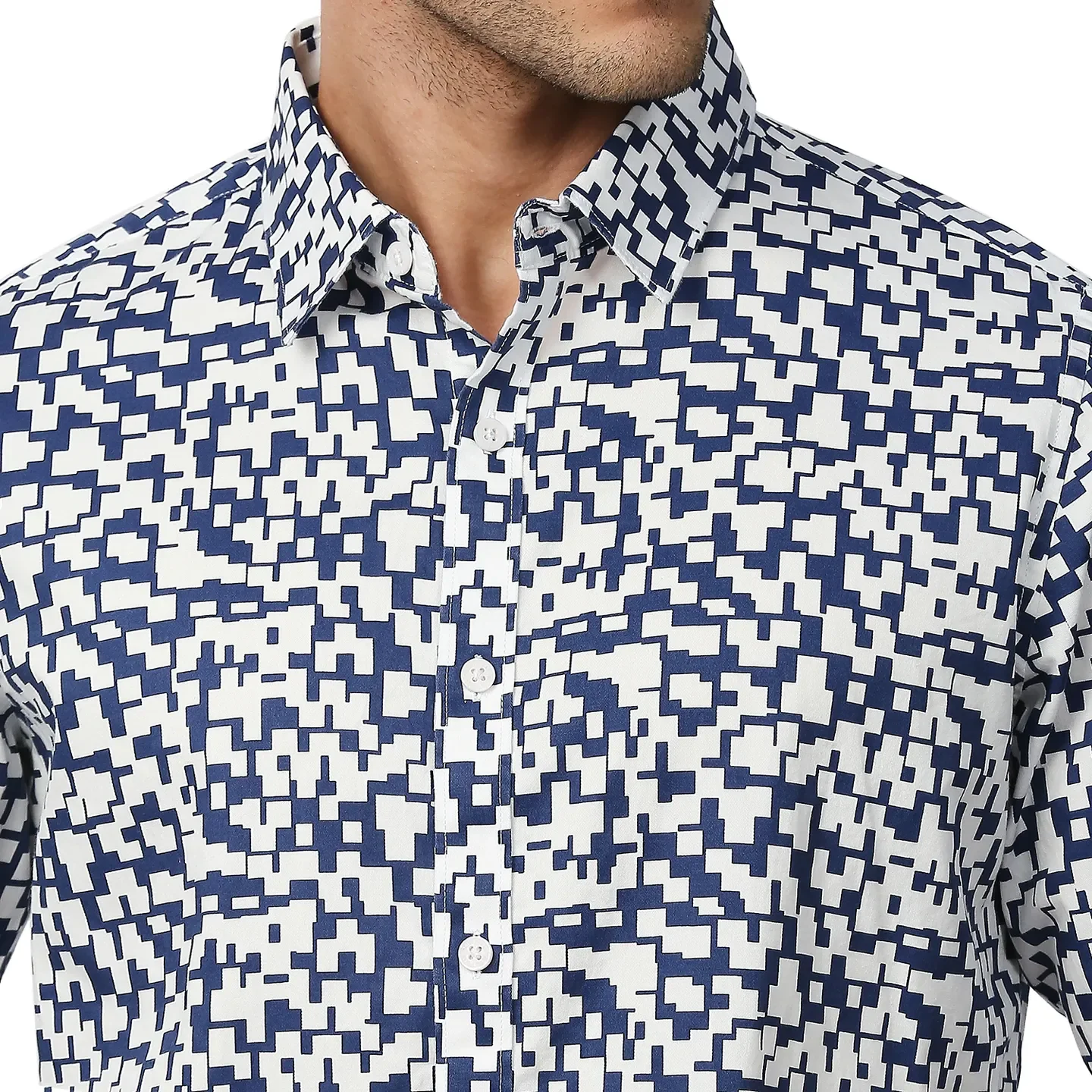 Blue Slim Straight Fit Regular Collar Long Sleeves Men's Shirt by Being Human Clothing - Image 5