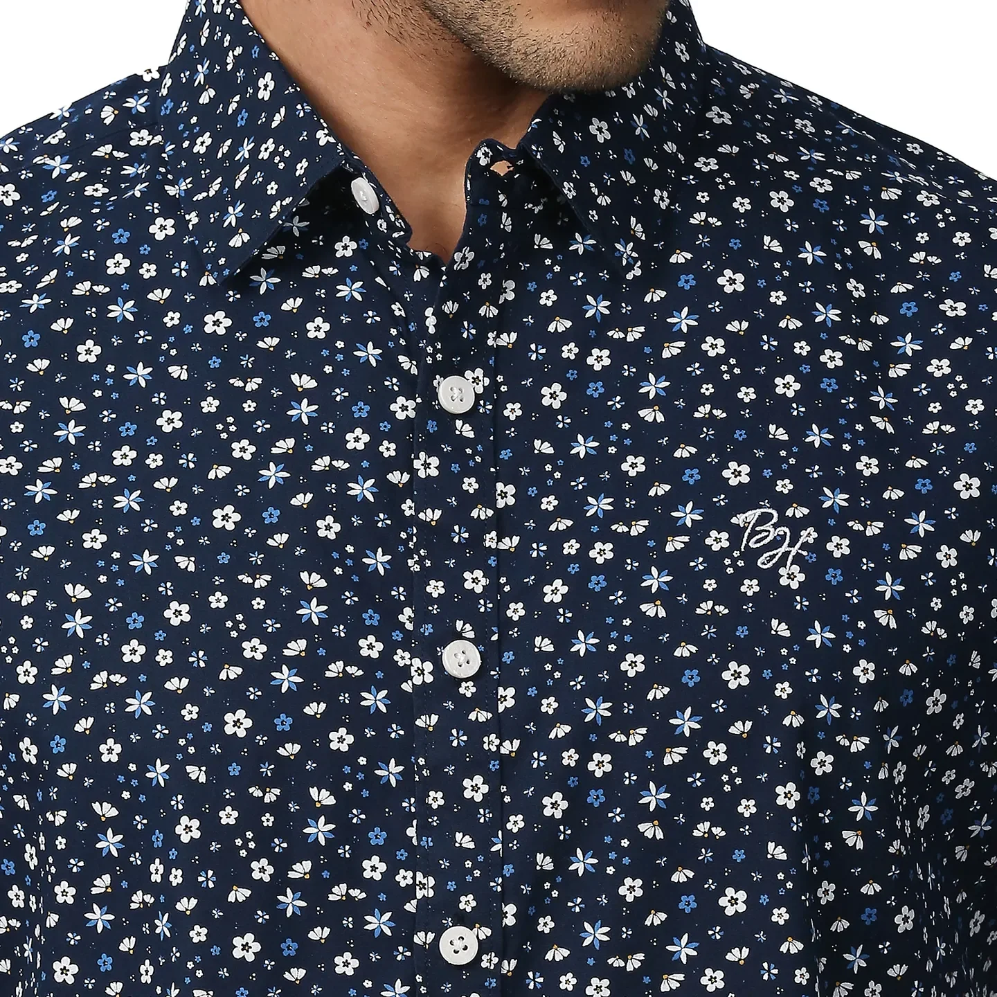 Blue Slim Straight Fit Regular Collar Long Sleeves Men's Shirt by Being Human Clothing - Image 5