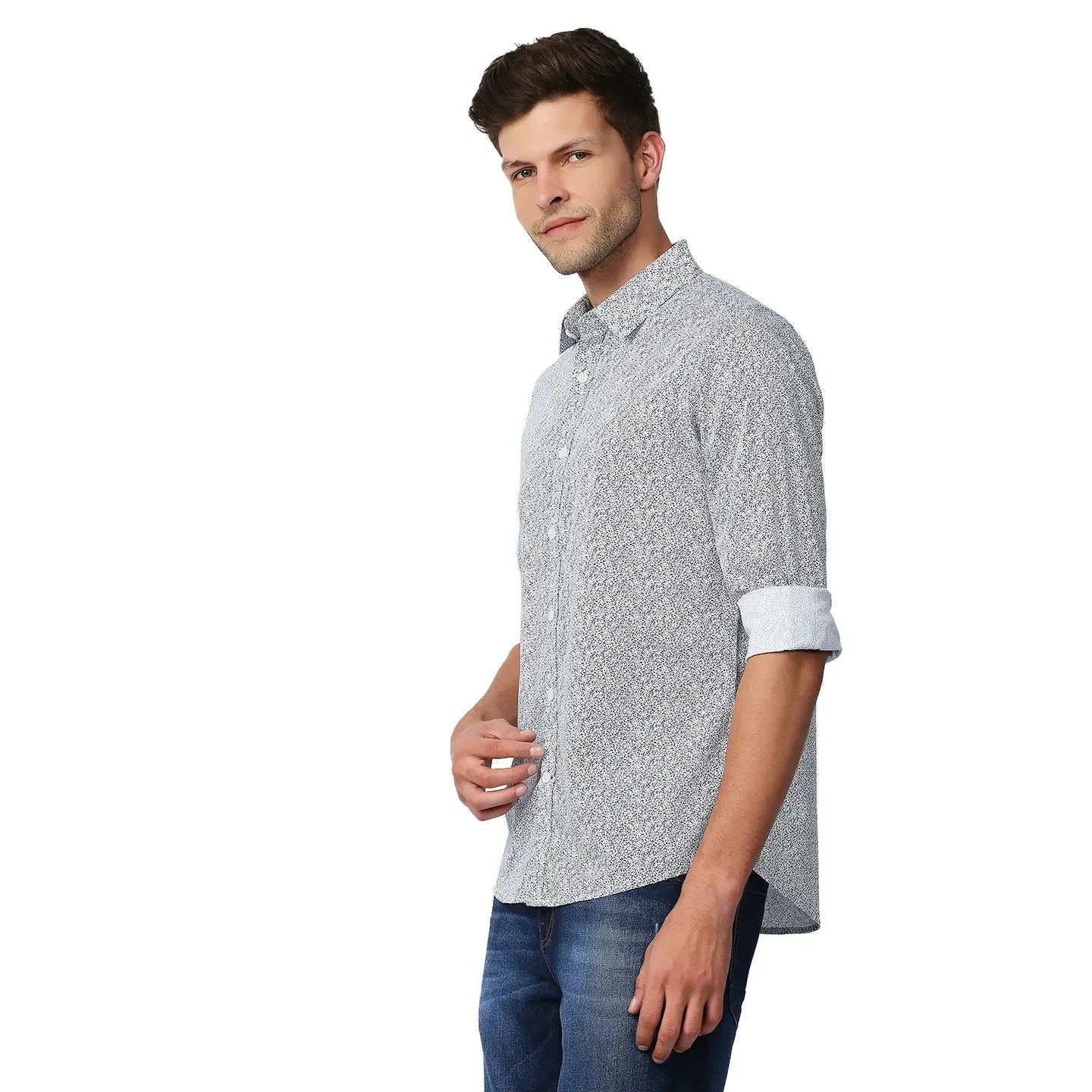 Blue Slim Straight Fit Regular Collar Long Sleeves Men's Shirt by Being Human Clothing - Image 2