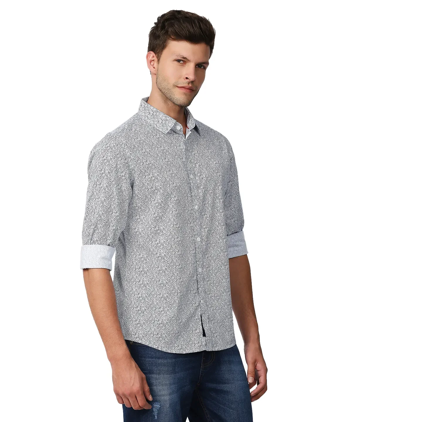 Blue Slim Straight Fit Regular Collar Long Sleeves Men's Shirt by Being Human Clothing - Image 3