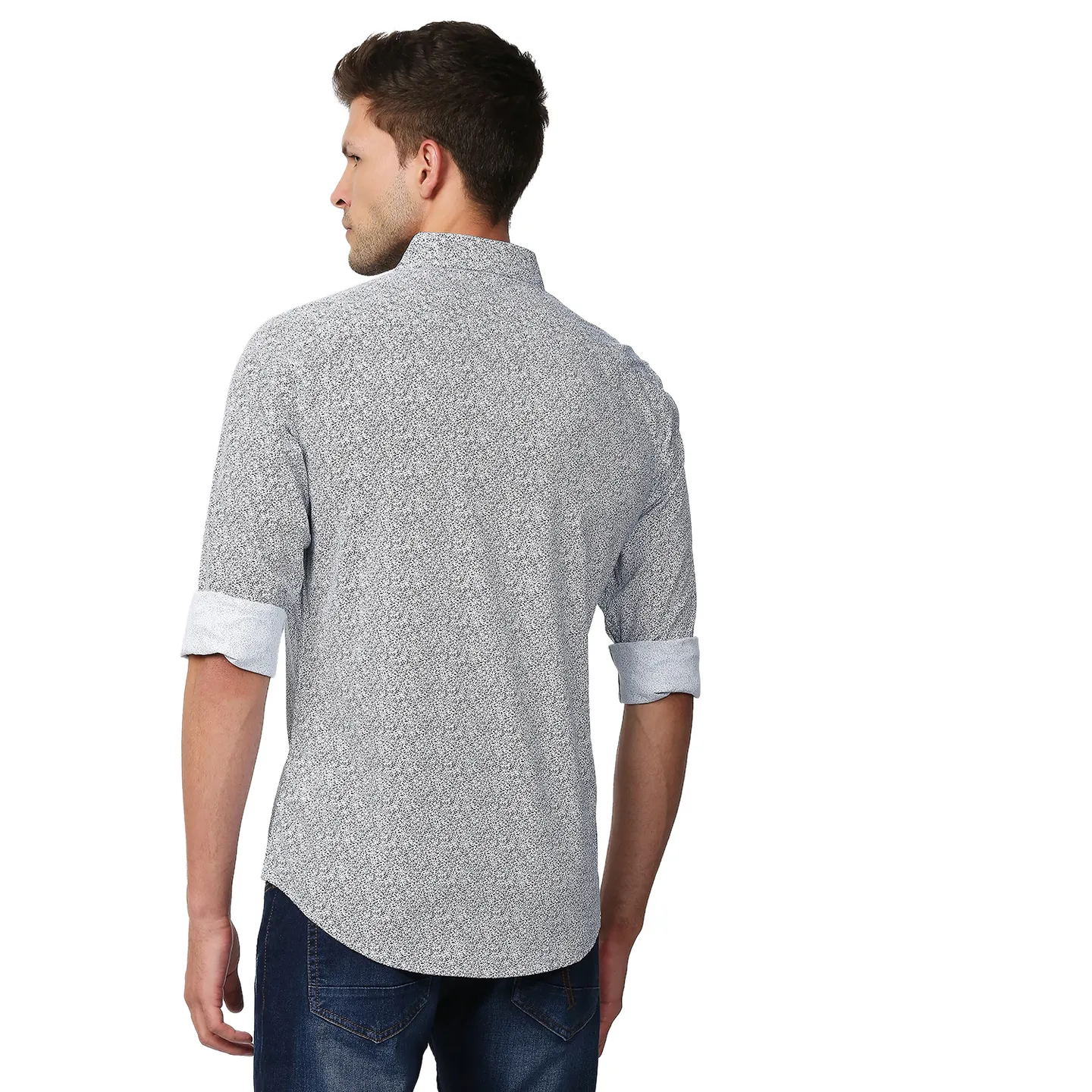 Blue Slim Straight Fit Regular Collar Long Sleeves Men's Shirt by Being Human Clothing - Image 4