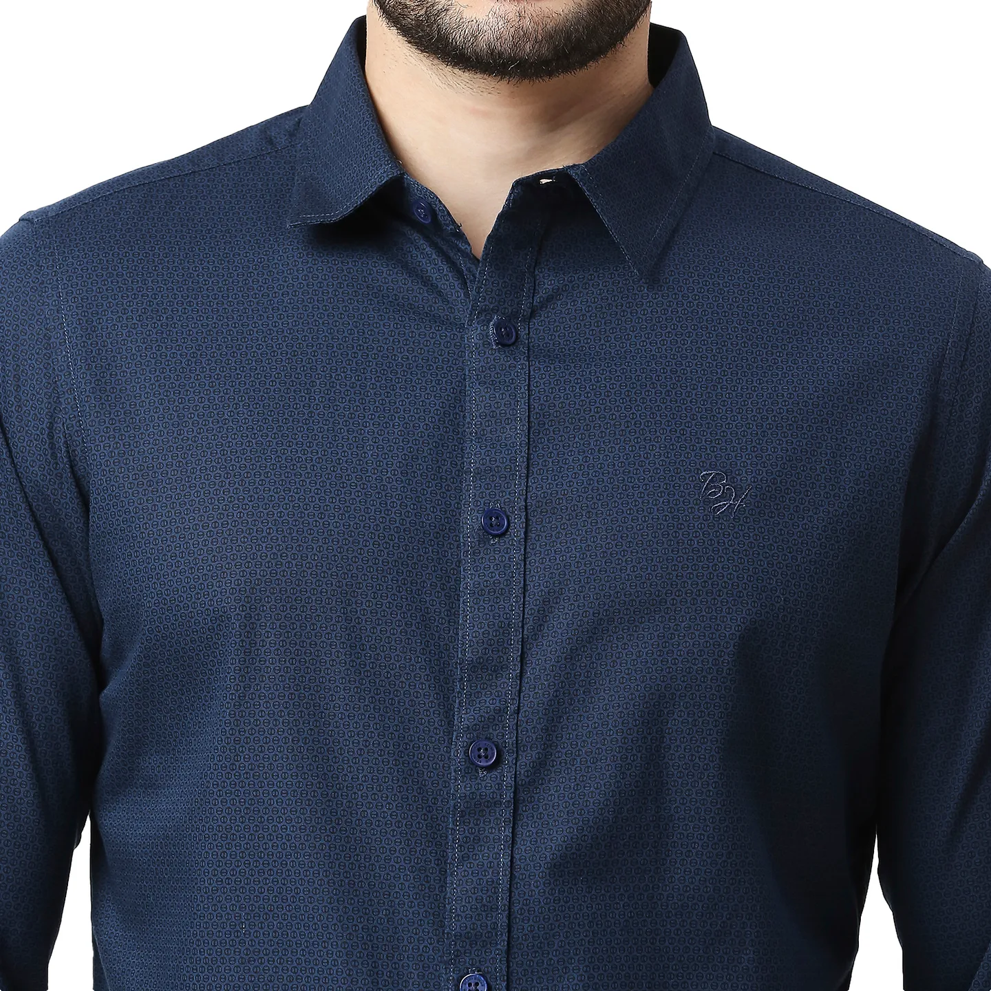 Navy Slim Fit Regular Collar Men's Shirt by Being Human Clothing - Image 4