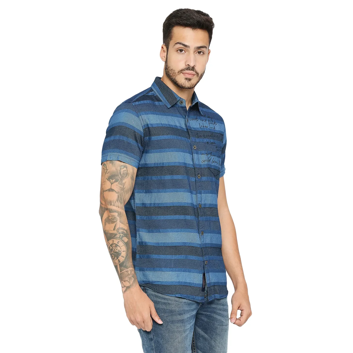 Navy Slim Fit Regular Collar Men's Shirt by Being Human Clothing - Image 3