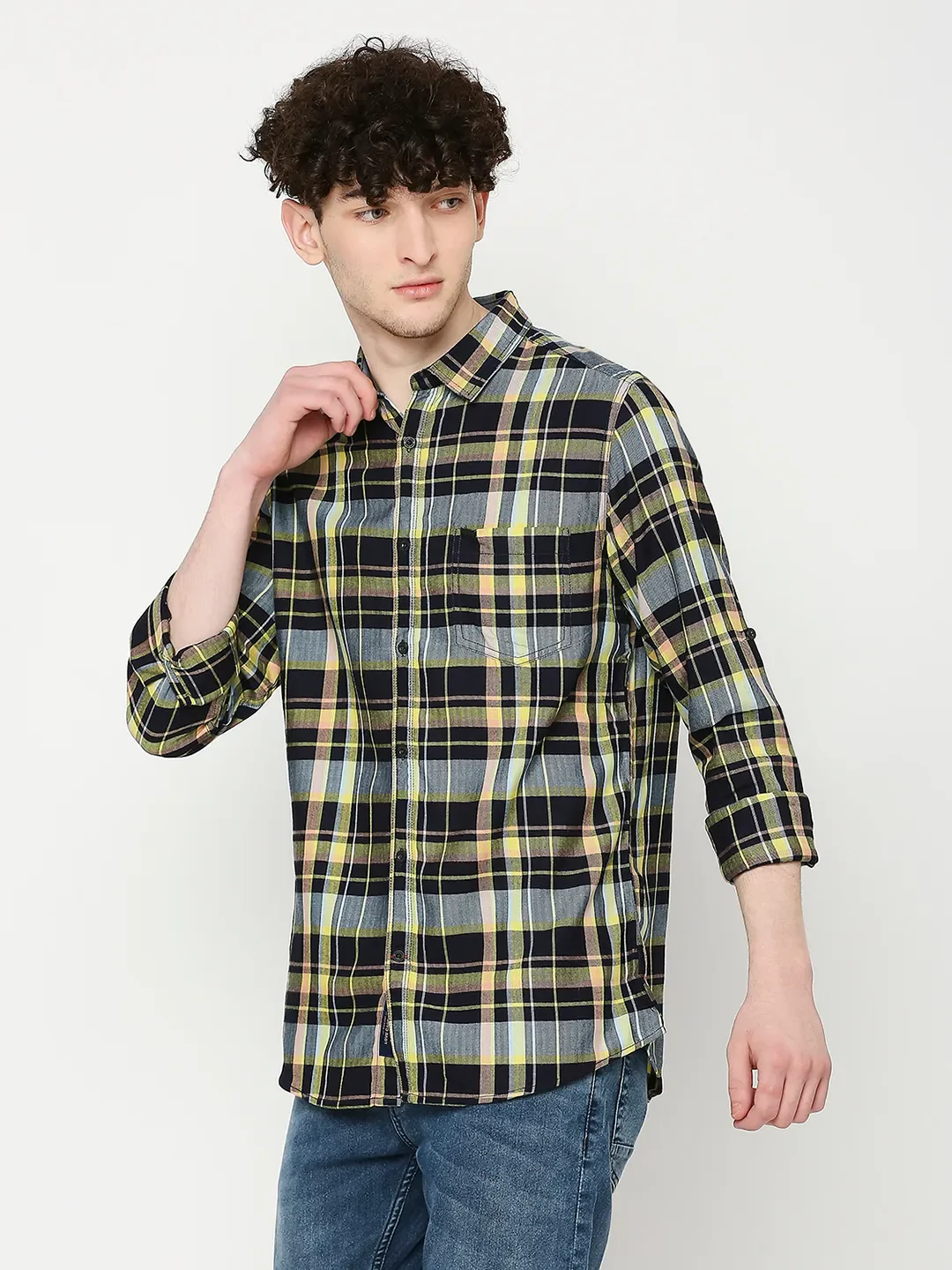 Navy Slim Fit Regular Collar Men's Shirt by Being Human Clothing - Image 2