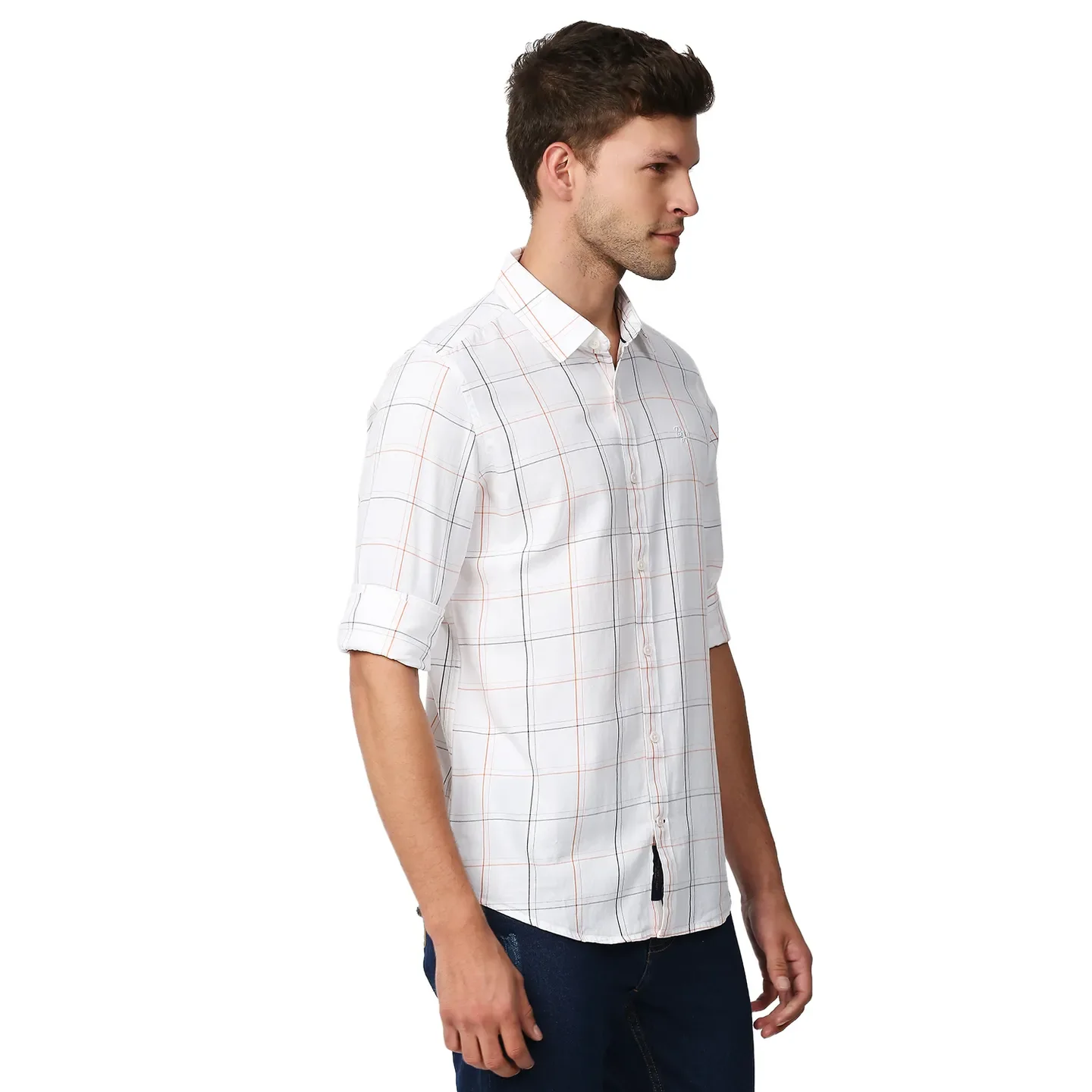 White Slim Straight Fit Regular Collar Long Sleeves Men's Shirt by Being Human Clothing - Image 3