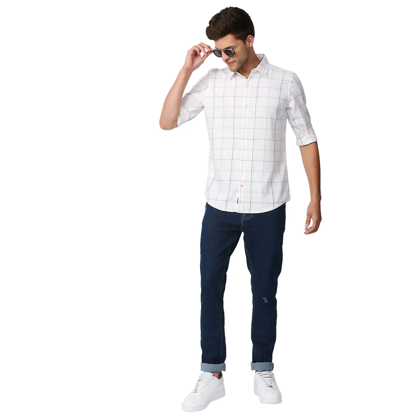 White Slim Straight Fit Regular Collar Long Sleeves Men's Shirt by Being Human Clothing - Image 6