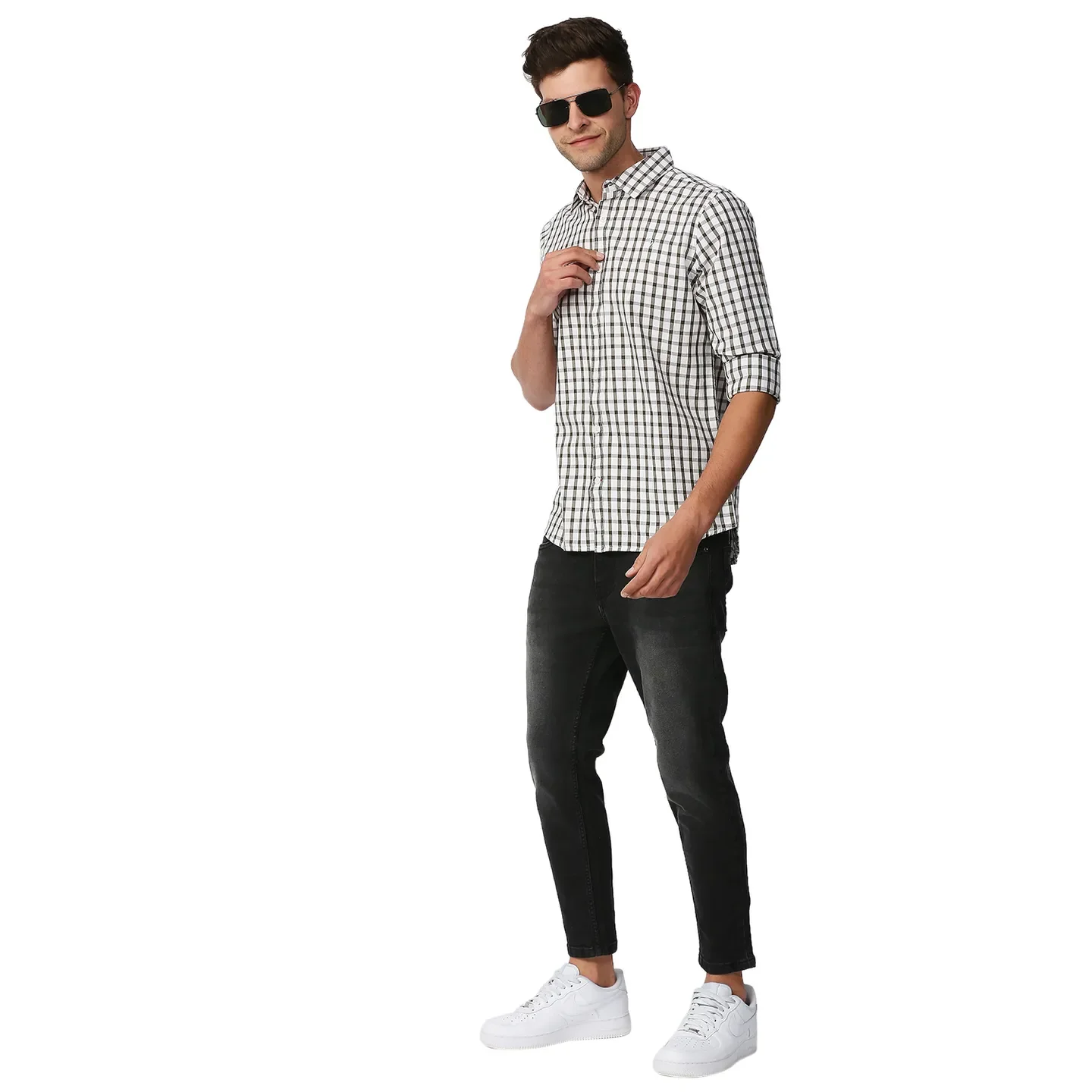 Olive Slim Straight Fit Regular Collar Long Sleeves Men's Shirt by Being Human Clothing - Image 6
