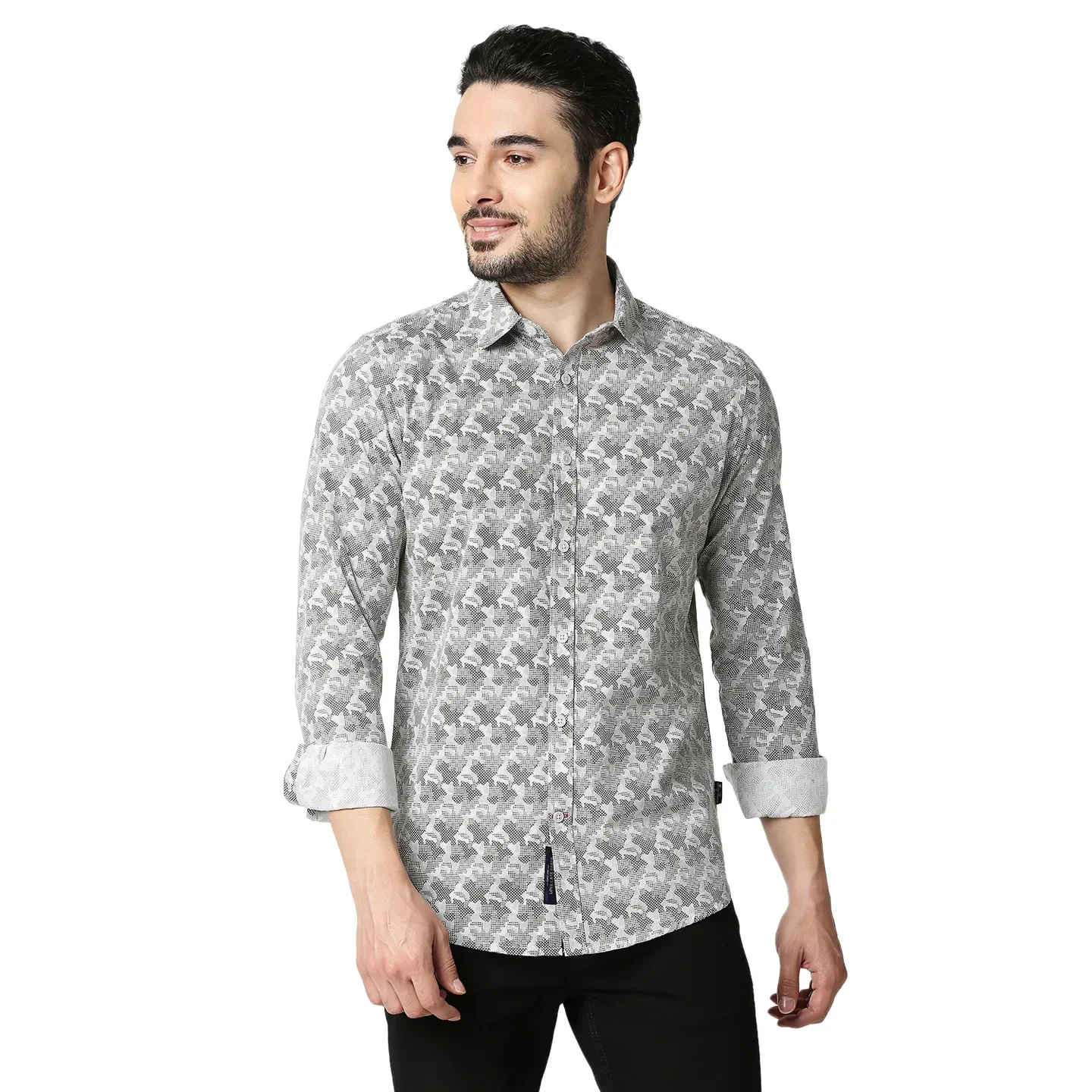 Olive Slim Straight Fit Regular Collar Long Sleeves Cotton Men's Shirt by Being Human Clothing