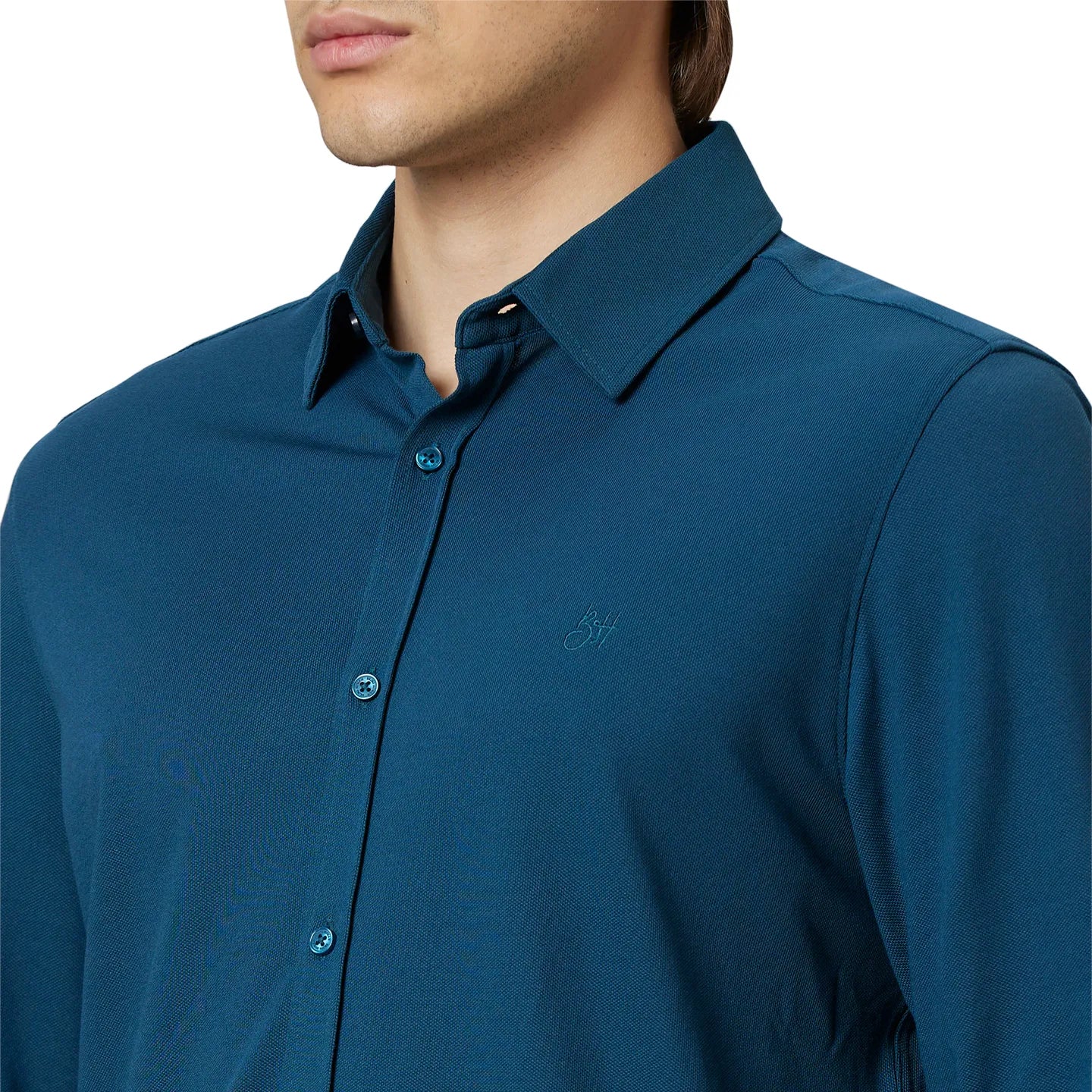 Green Slim Straight Fit Regular Collar Long Sleeves Cotton Men's Shirt by Being Human Clothing - Image 4