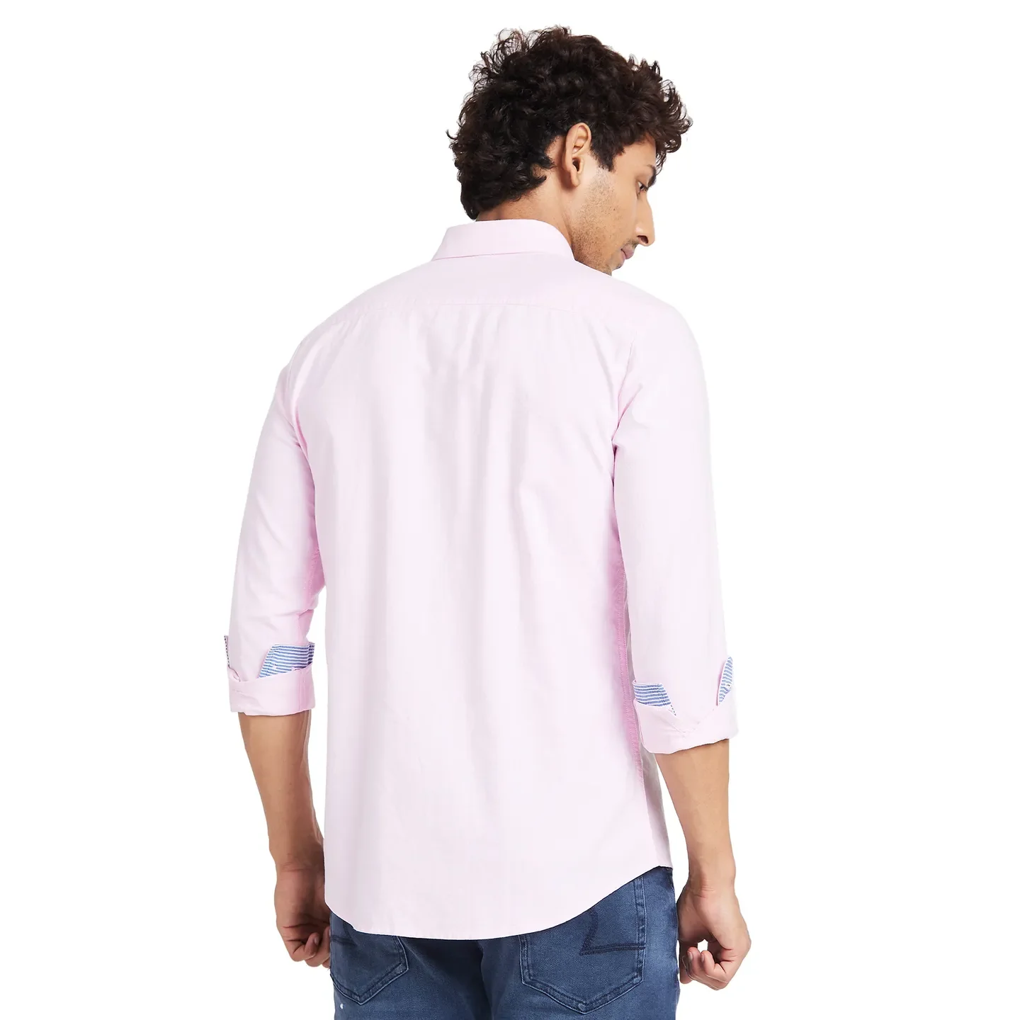 Pink Slim Straight Fit Regular Collar Long Sleeves Men's Shirt by Being Human Clothing - Image 4