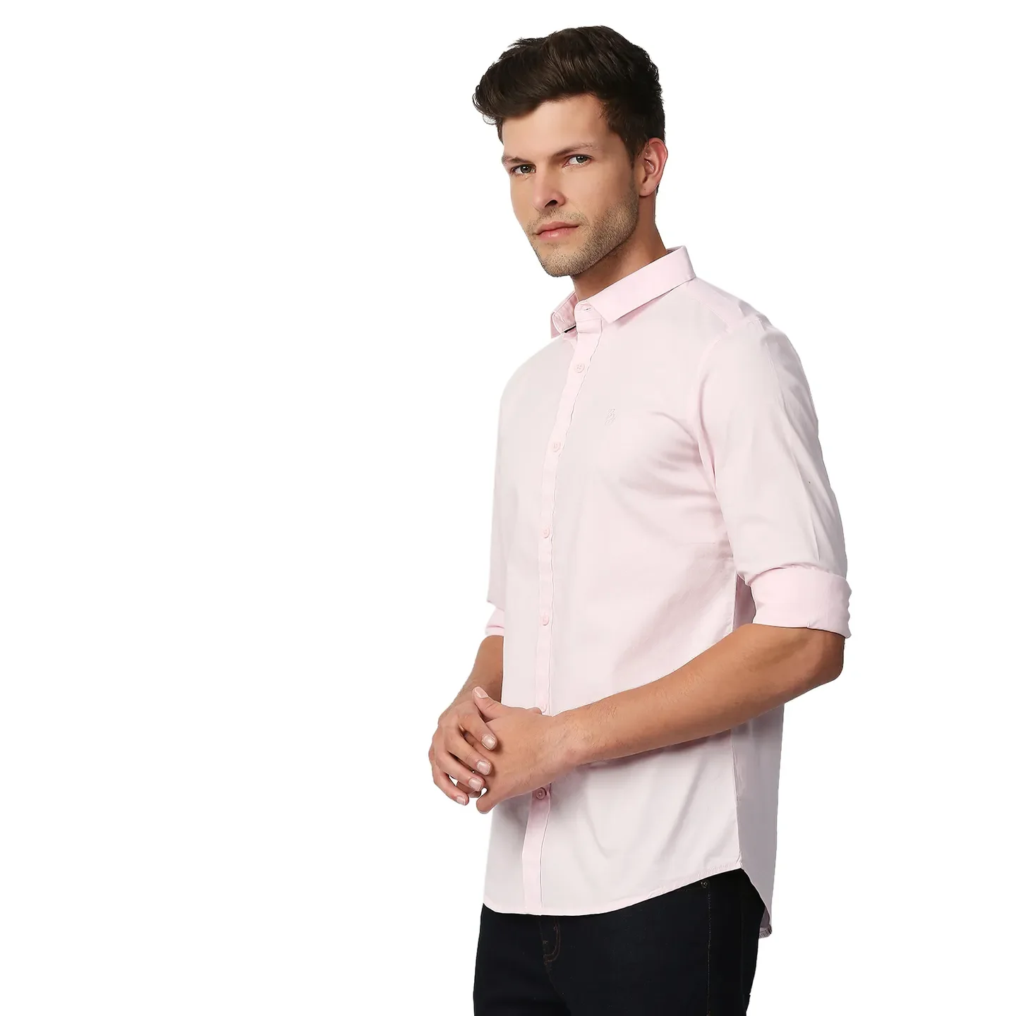 Pink Super Slim Fit Regular Collar Long Sleeves Men's Shirt by Being Human Clothing - Image 2