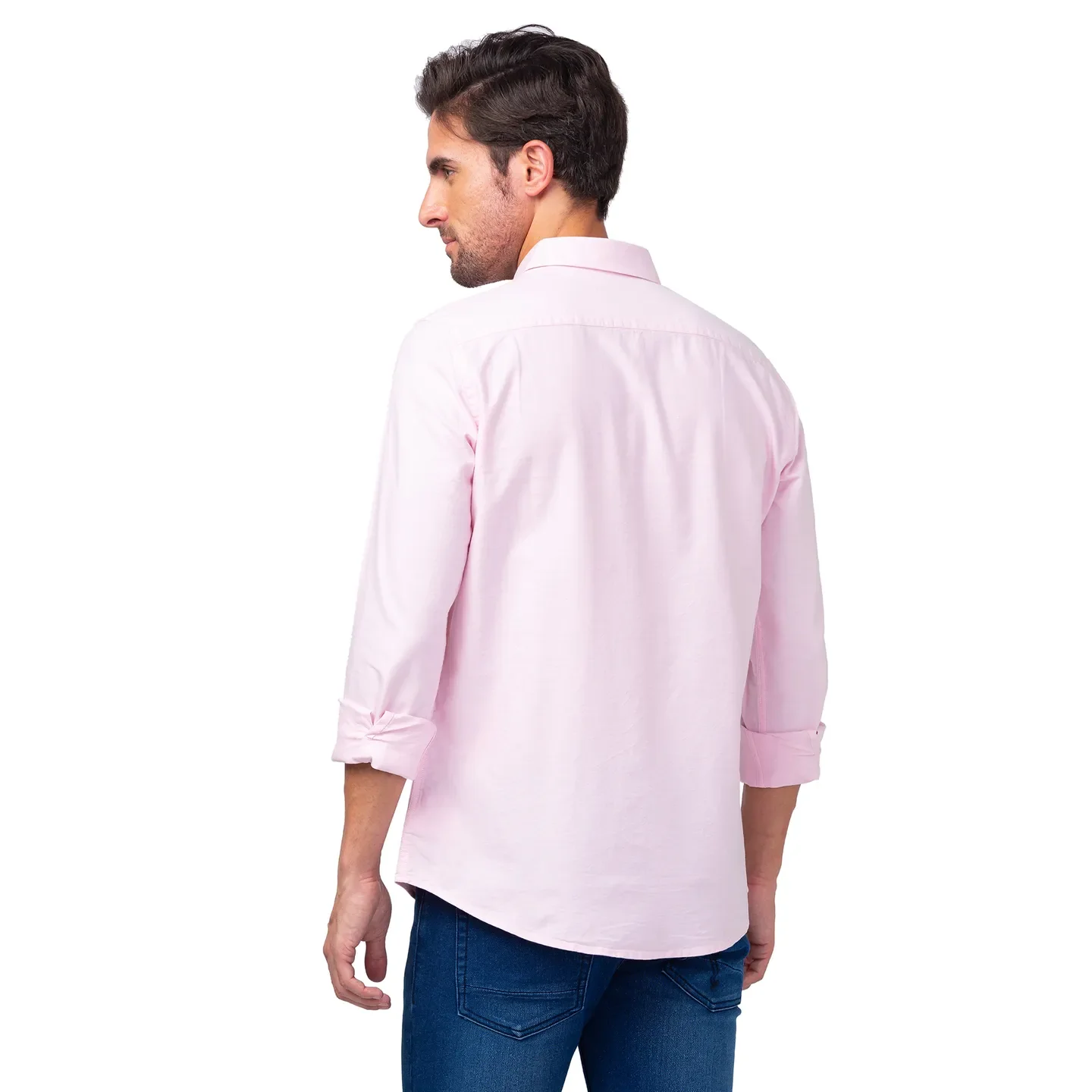 Pink Slim Straight Fit Regular Collar Long Sleeves Men's Shirt by Being Human Clothing - Image 3