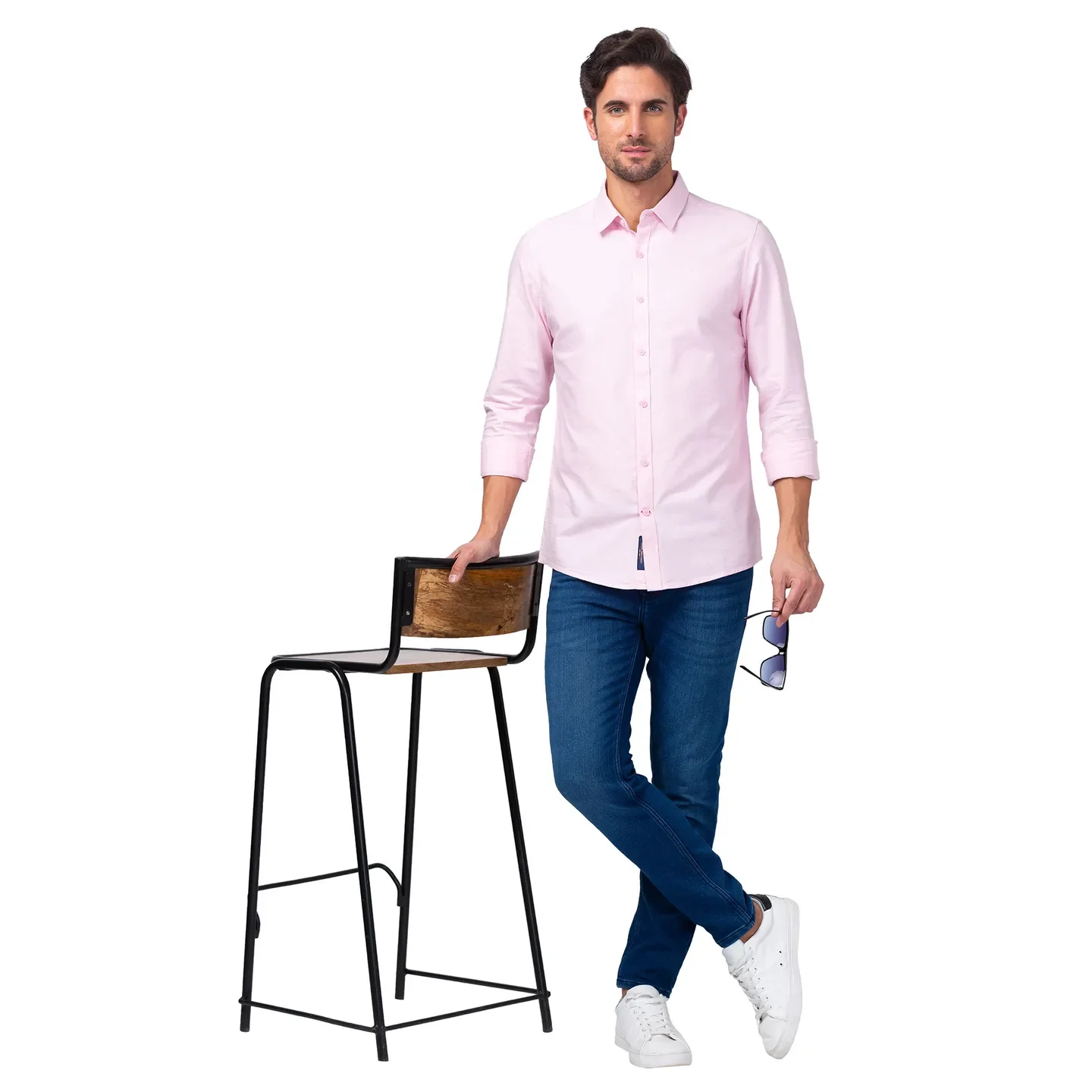 Pink Slim Straight Fit Regular Collar Long Sleeves Men's Shirt by Being Human Clothing - Image 6