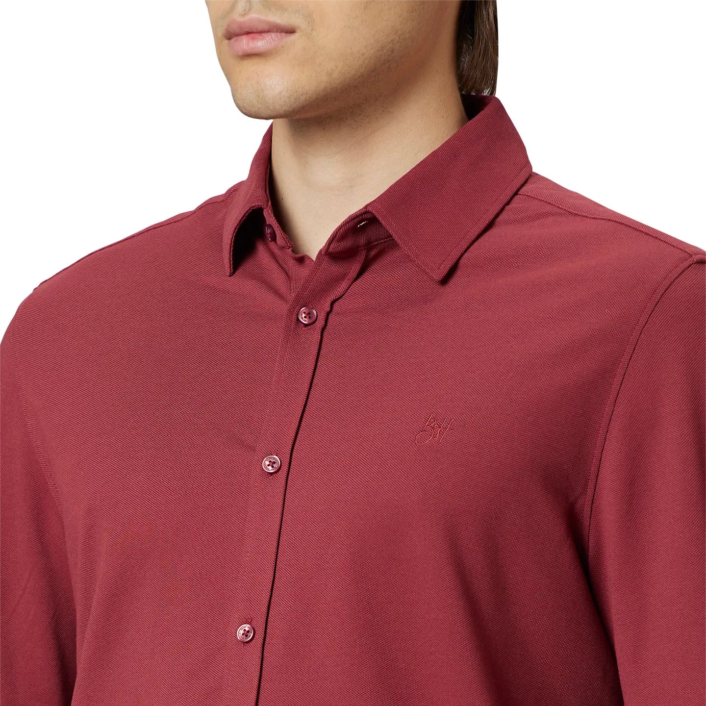 Red Slim Straight Fit Regular Collar Long Sleeves Cotton Men's Shirt by Being Human Clothing - Image 4
