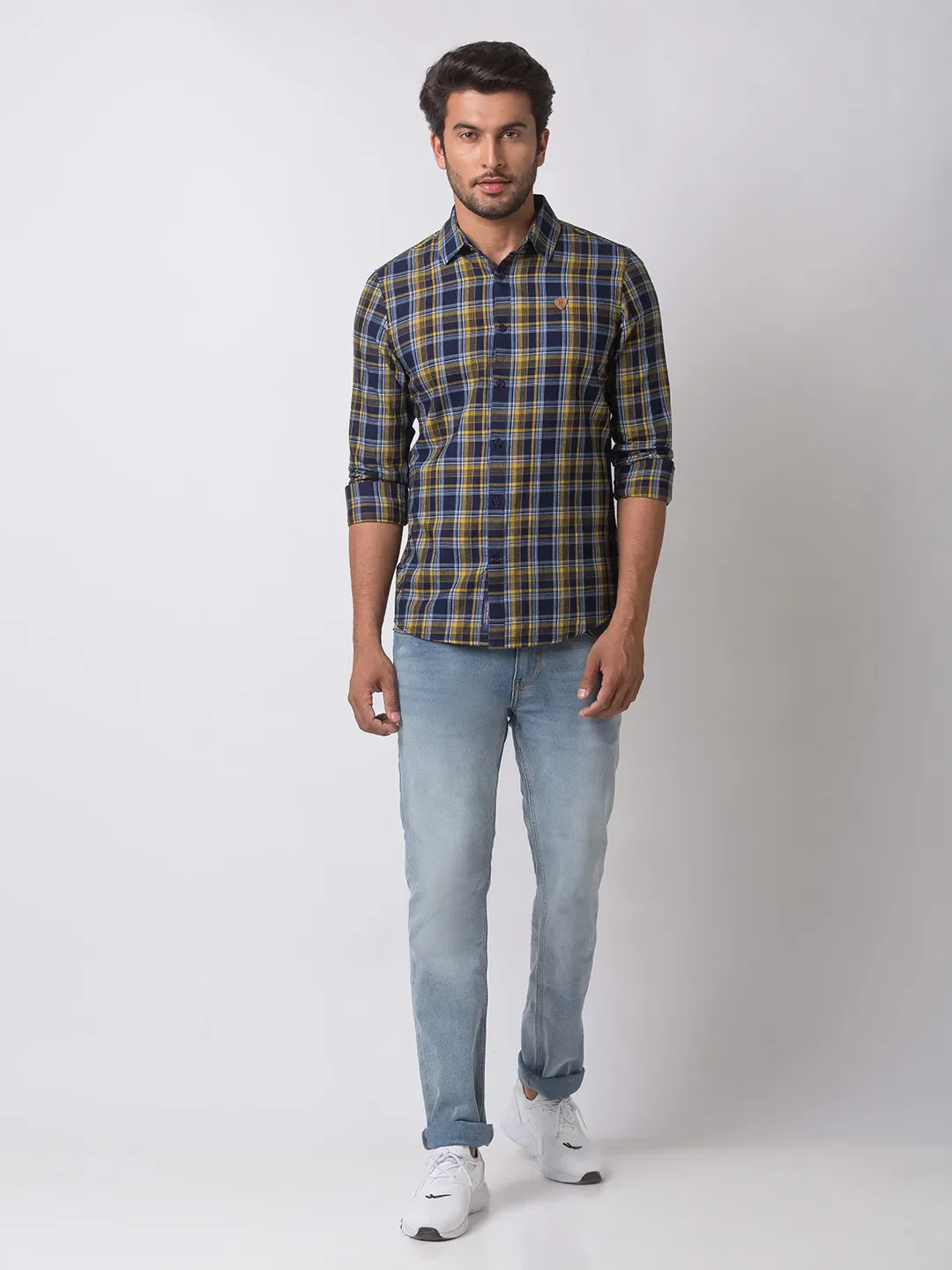 Red Slim Straight Fit Regular Collar Long Sleeves Cotton Men's Shirt by Being Human Clothing - Image 5