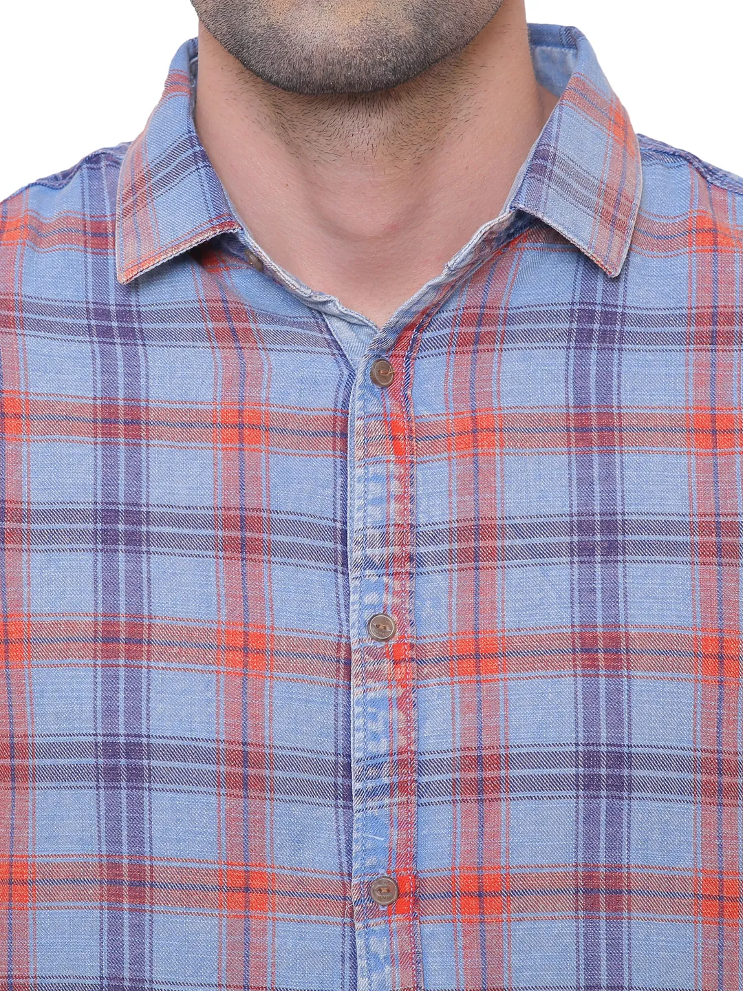 Red Slim Straight Fit Regular Collar Long Sleeves Men's Shirt by Being Human Clothing - Image 5