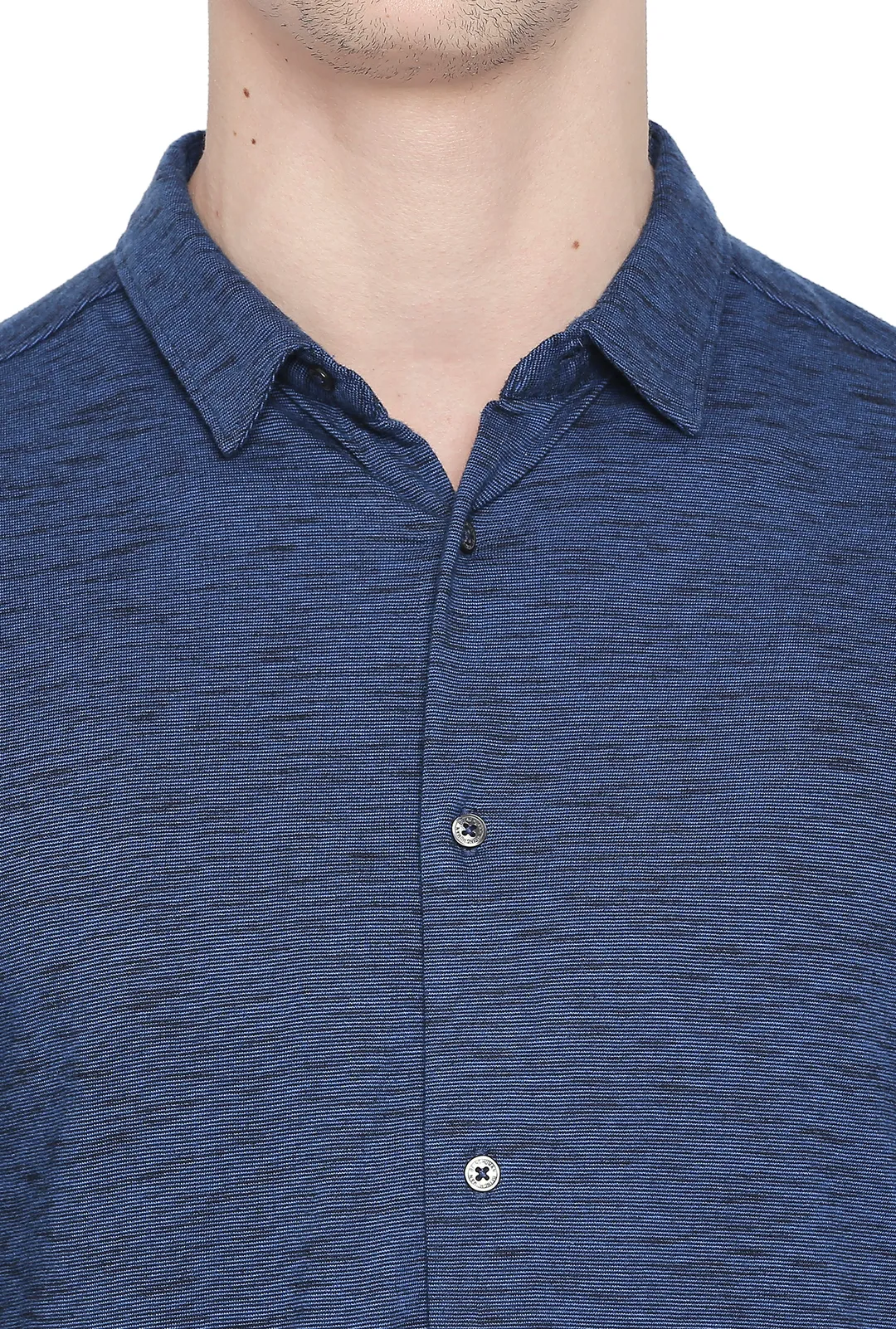 Blue Slim Straight Fit Regular Collar Long Sleeves Men's Shirt by Being Human Clothing - Image 4
