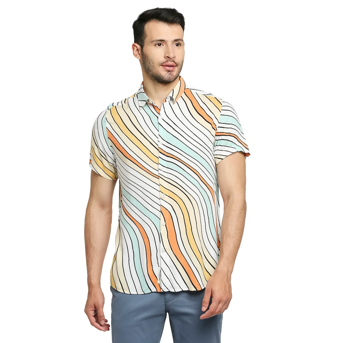 White Slim Straight Fit Men's Short Sleeves Shirt by Being Human Clothing