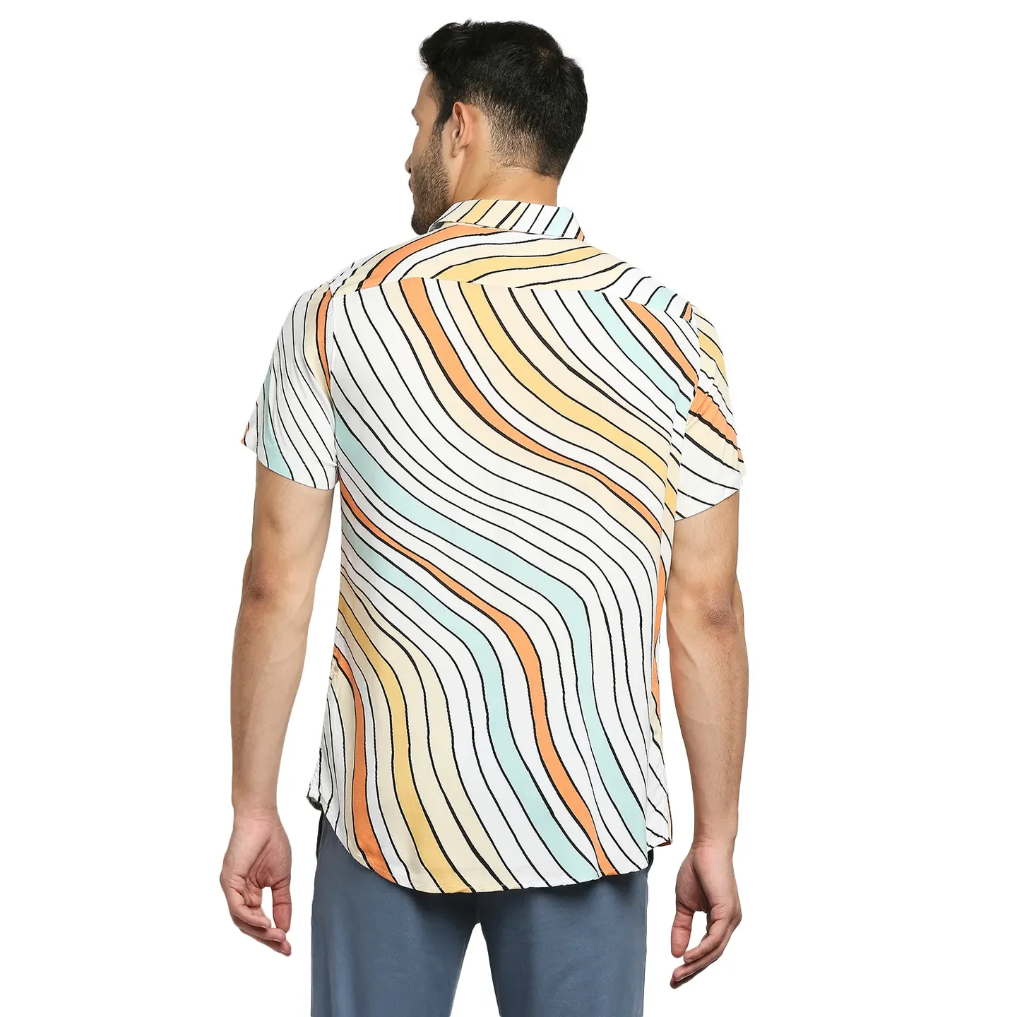 White Slim Straight Fit Men's Short Sleeves Shirt by Being Human Clothing - Image 4