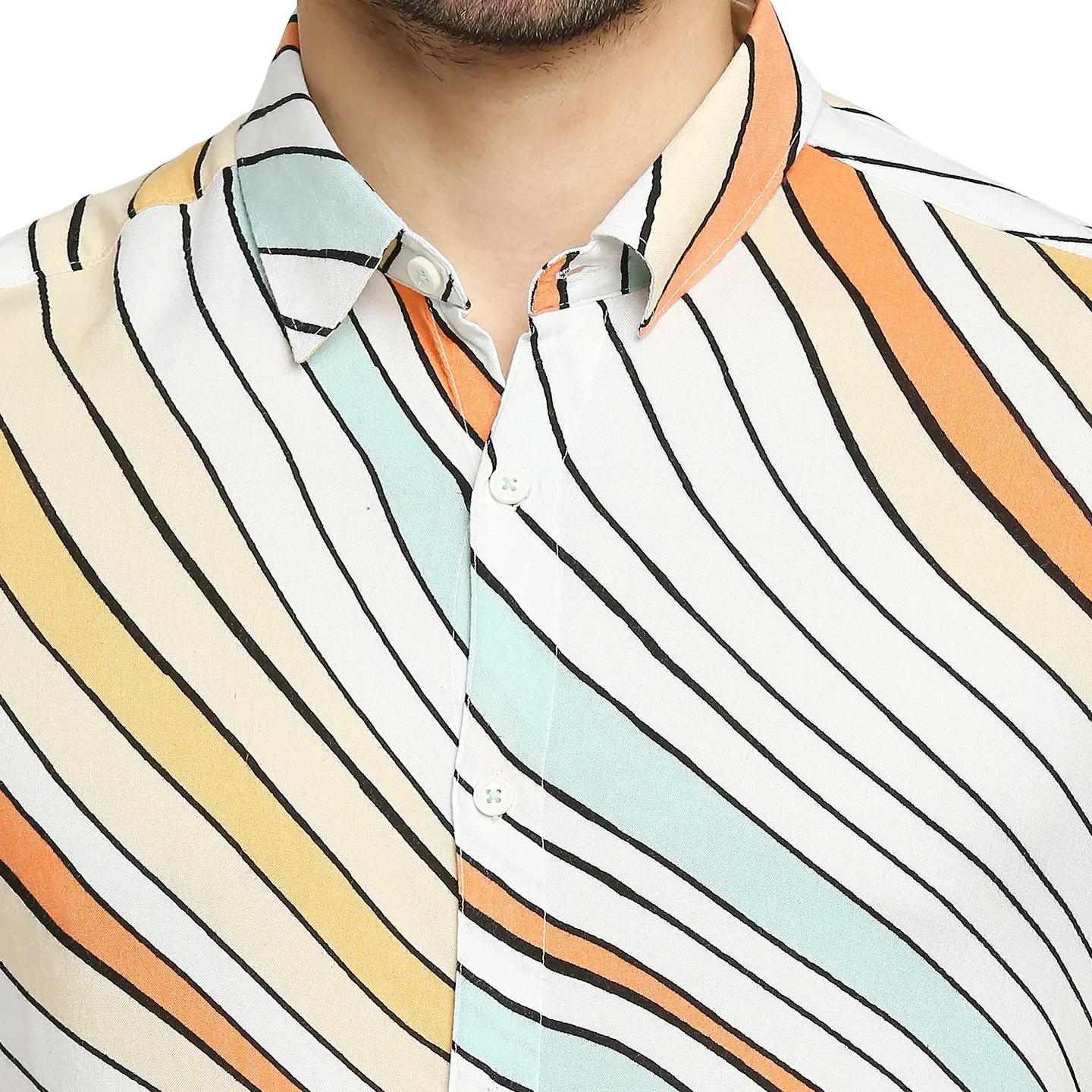 White Slim Straight Fit Men's Short Sleeves Shirt by Being Human Clothing - Image 5