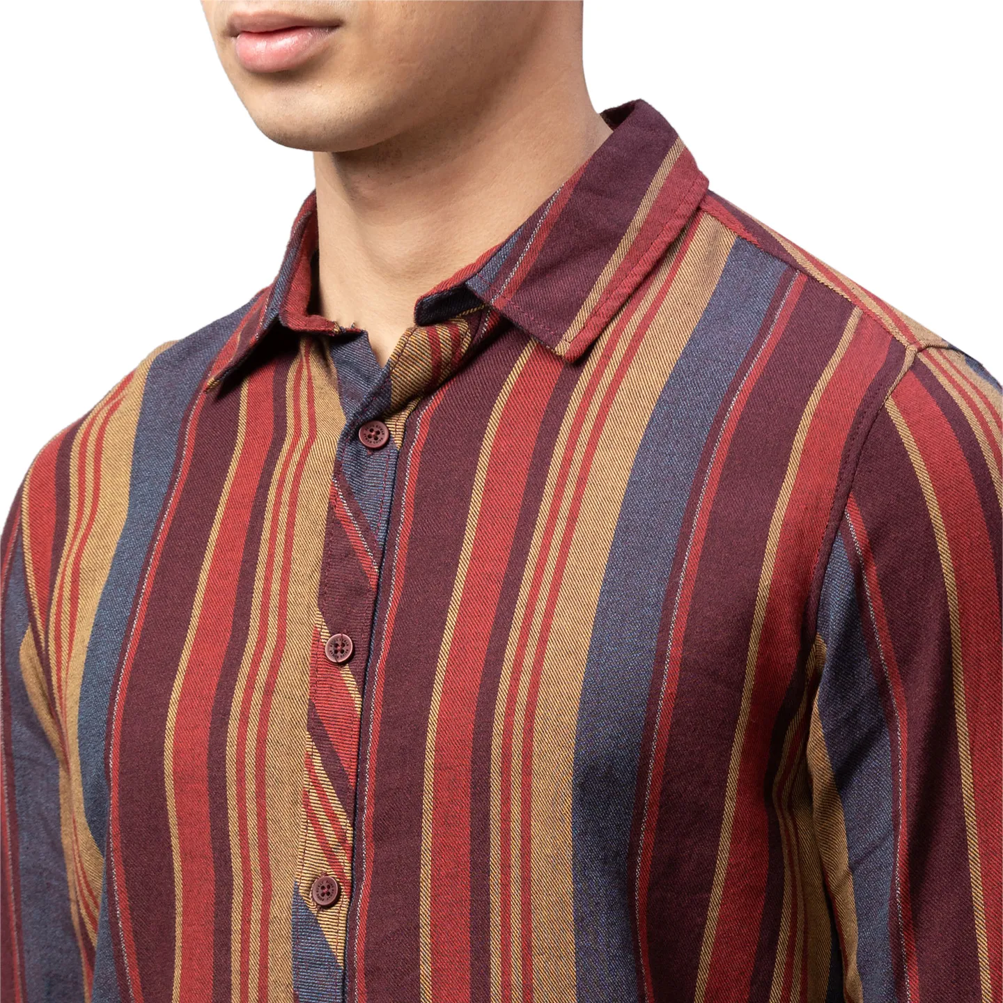 Orange Slim Straight Fit Regular Collar Long Sleeves Cotton Men's Shirt by Being Human Clothing - Image 5