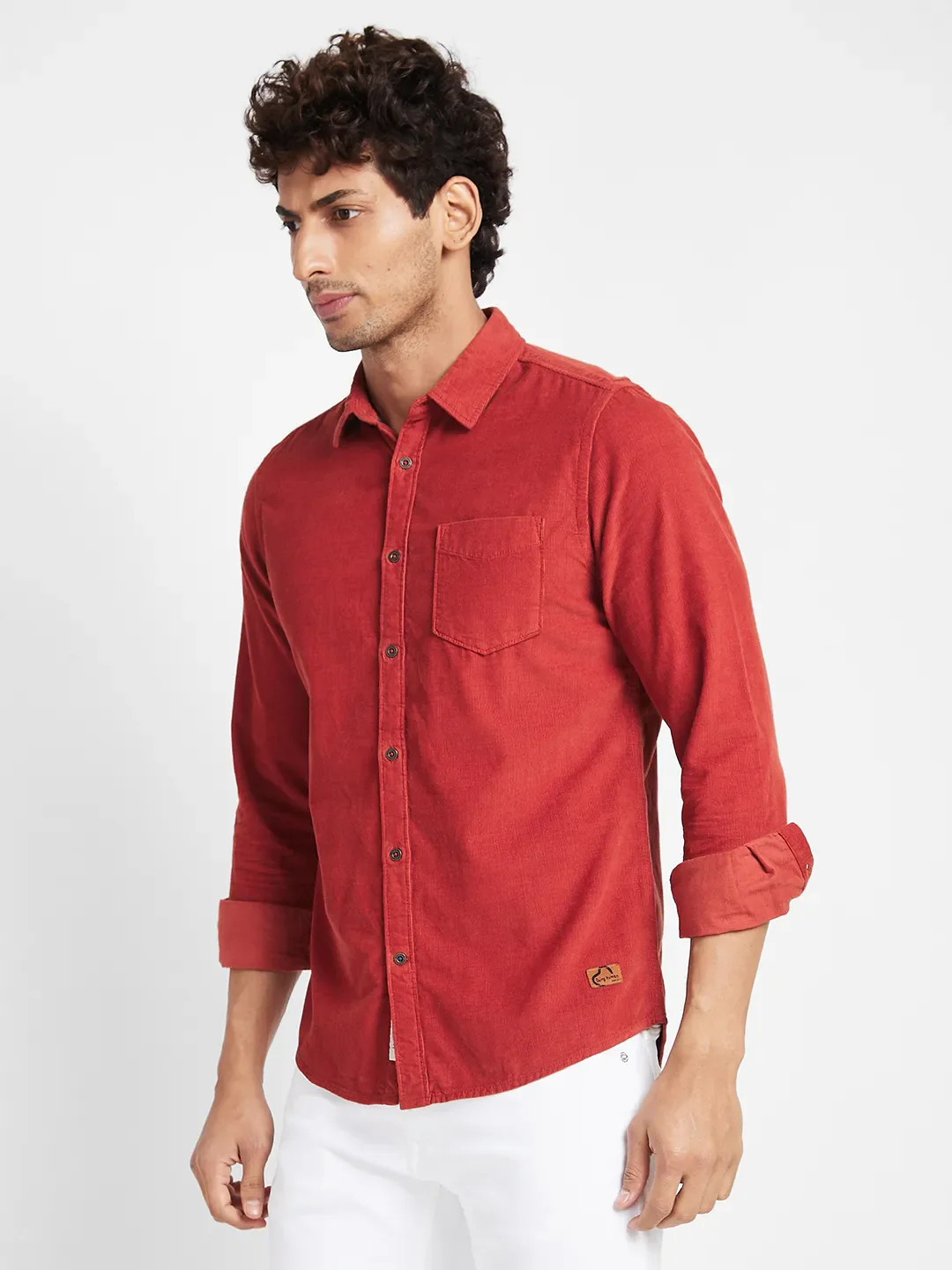 Orange Slim Straight Fit Regular Collar Long Sleeves Men's Shirt by Being Human Clothing - Image 3
