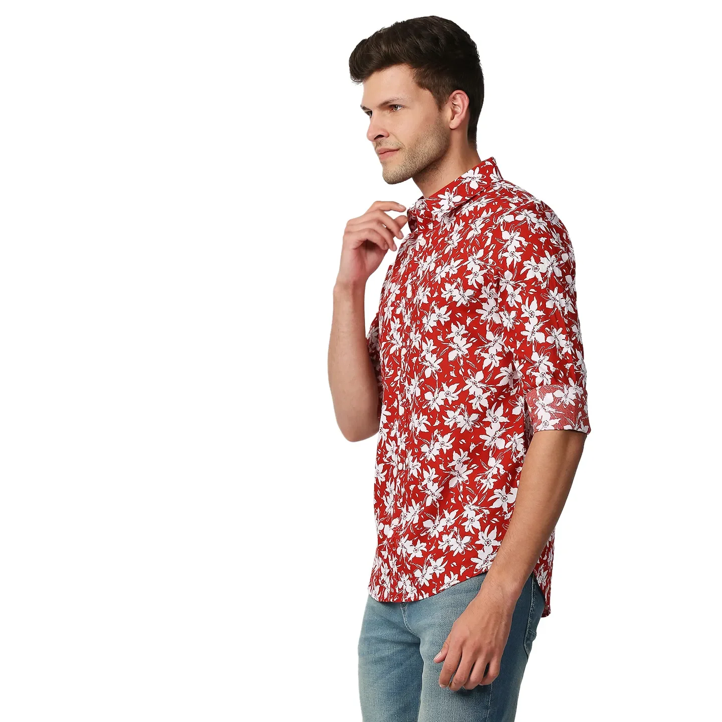 Orange Slim Straight Fit Regular Collar Long Sleeves Men's Shirt by Being Human Clothing - Image 2
