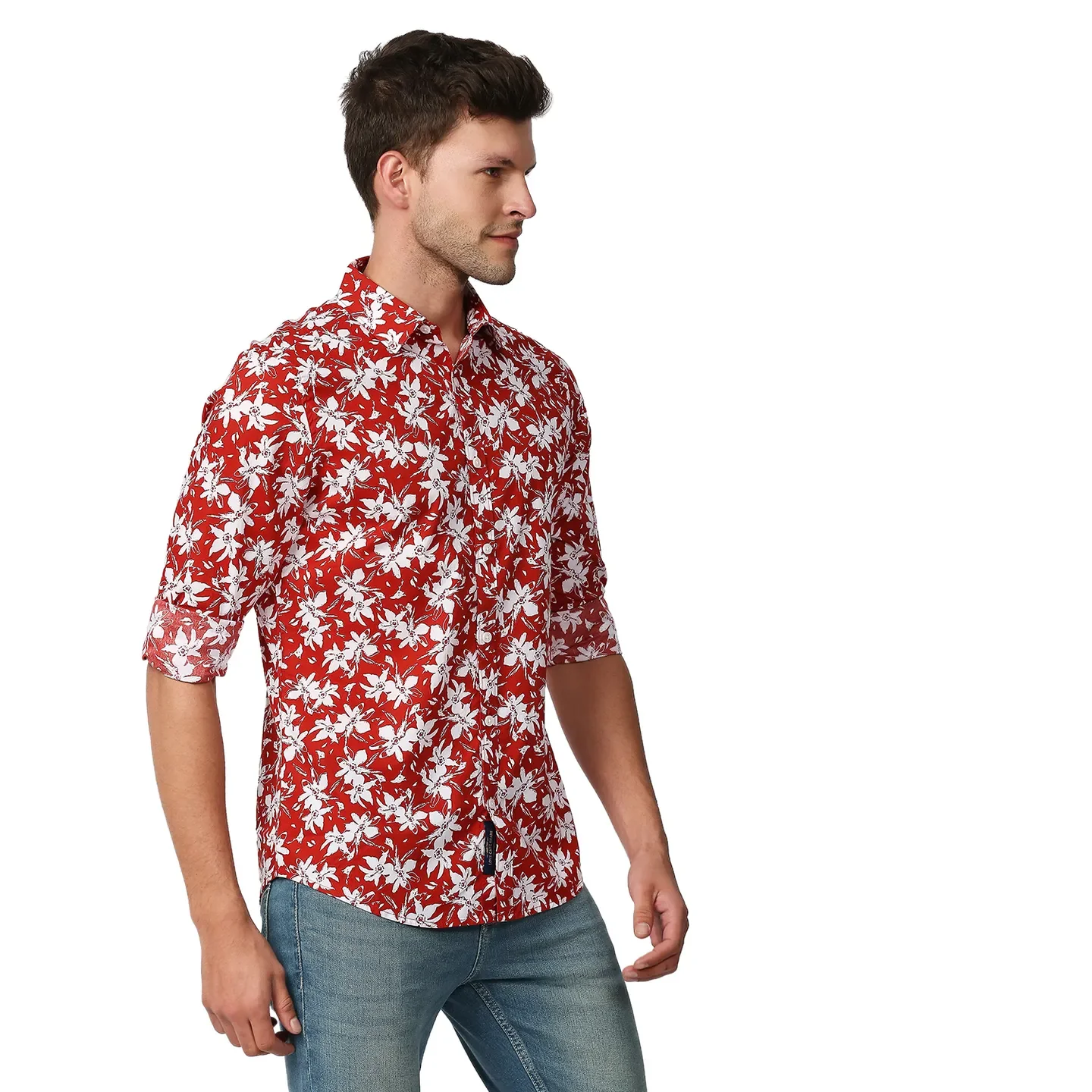 Orange Slim Straight Fit Regular Collar Long Sleeves Men's Shirt by Being Human Clothing - Image 3