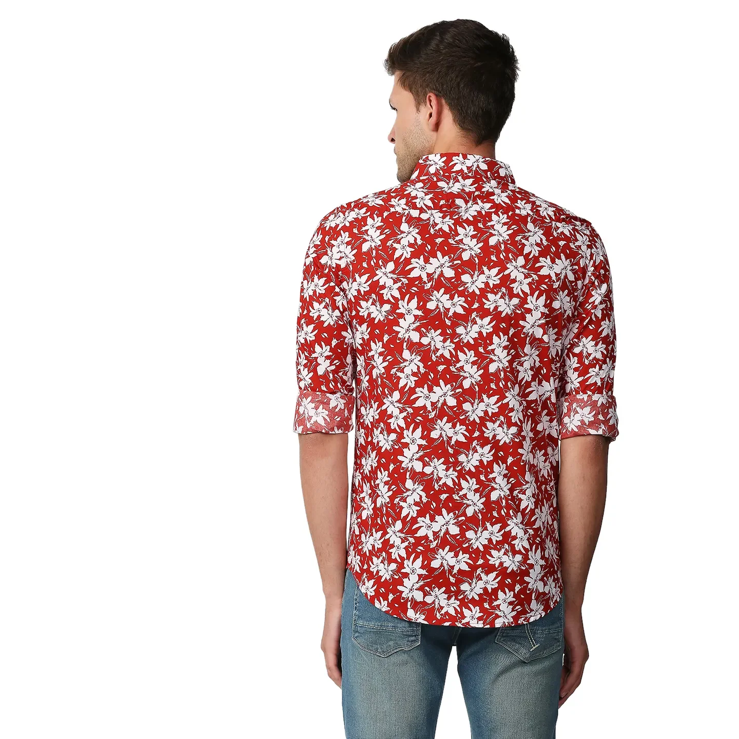 Orange Slim Straight Fit Regular Collar Long Sleeves Men's Shirt by Being Human Clothing - Image 4