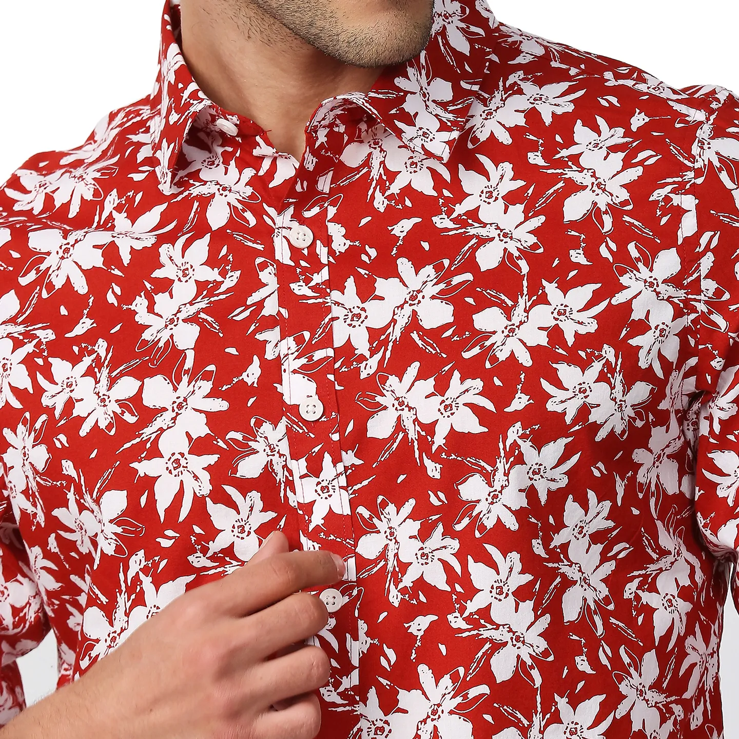 Orange Slim Straight Fit Regular Collar Long Sleeves Men's Shirt by Being Human Clothing - Image 5
