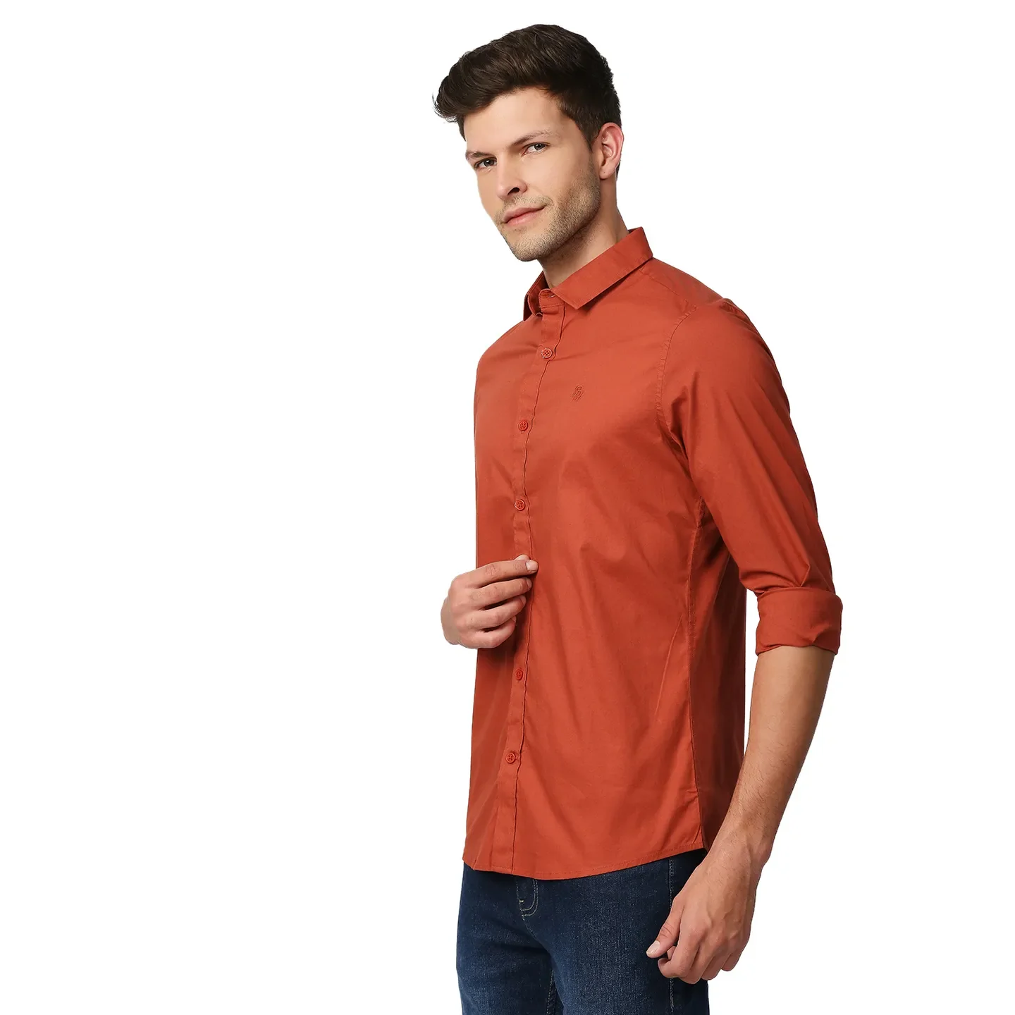 Orange Super Slim Fit Regular Collar Long Sleeves Men's Shirt by Being Human Clothing - Image 2