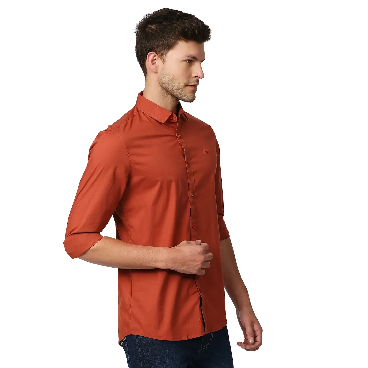 Orange Super Slim Fit Regular Collar Long Sleeves Men's Shirt by Being Human Clothing - Image 3