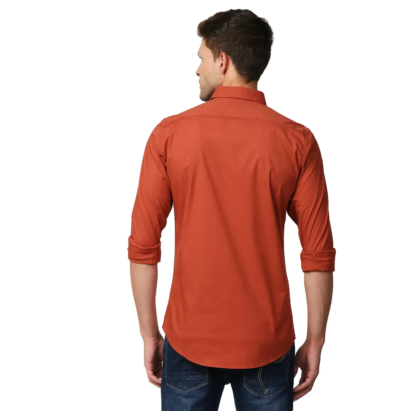 Orange Super Slim Fit Regular Collar Long Sleeves Men's Shirt by Being Human Clothing - Image 4