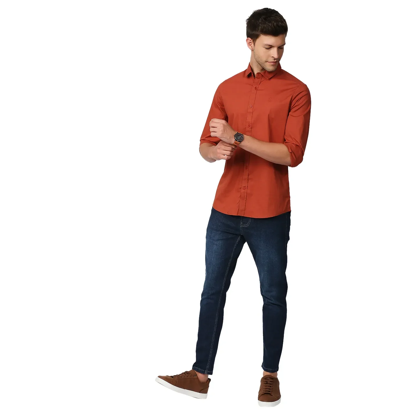 Orange Super Slim Fit Regular Collar Long Sleeves Men's Shirt by Being Human Clothing - Image 6