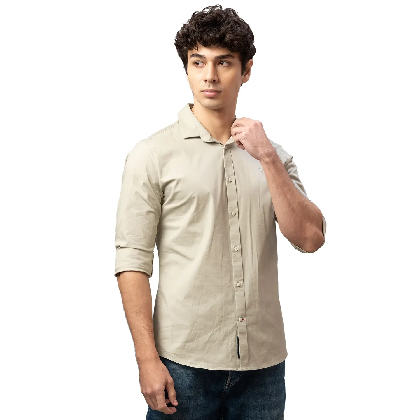 Sand Regular Fit Regular Collar Men's Shirt by Being Human Clothing