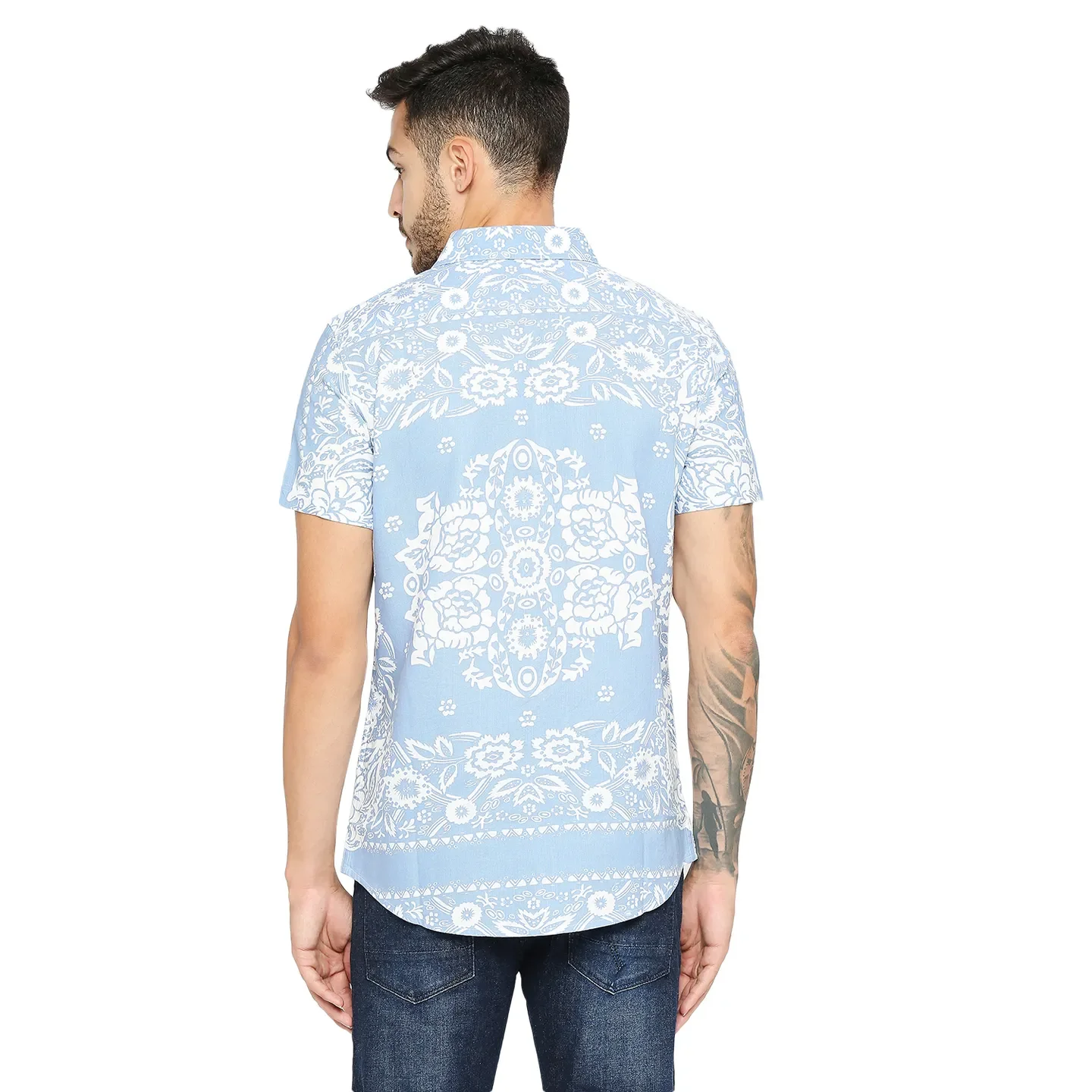 Sky Blue Slim Fit Regular Collar Men's Shirt by Being Human Clothing - Image 4