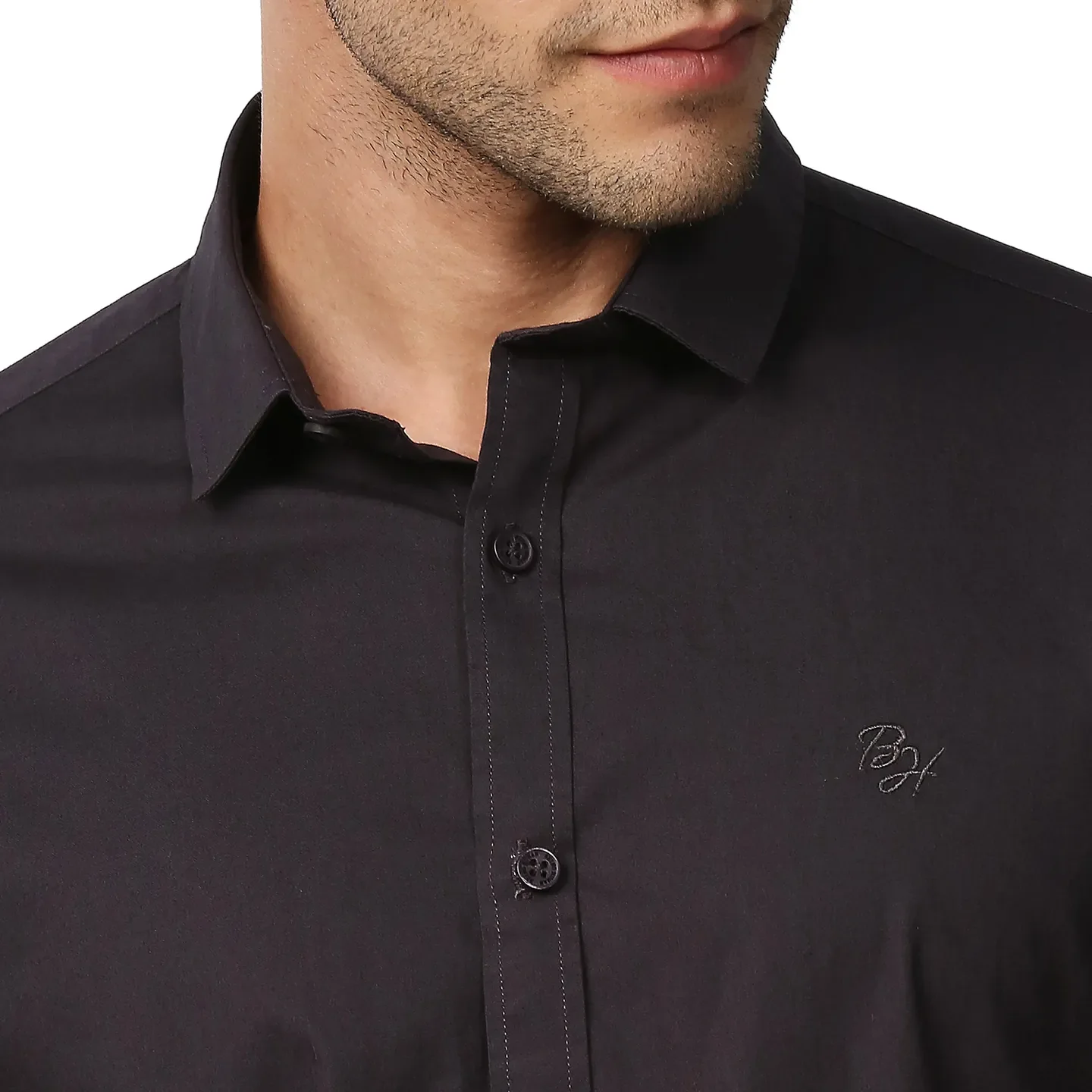 Grey Super Slim Fit Regular Collar Long Sleeves Men's Shirt by Being Human Clothing - Image 5