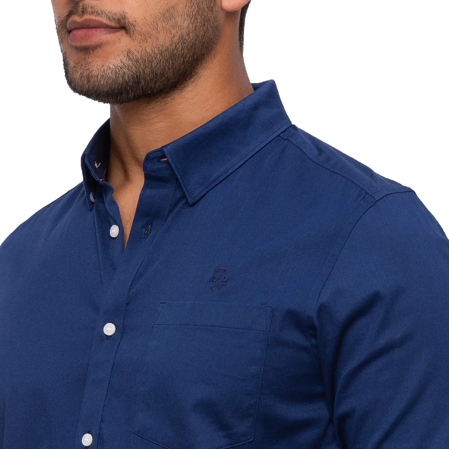 Green Slim Straight Fit Regular Collar Long Sleeves Cotton Men's Shirt by Being Human Clothing - Image 3