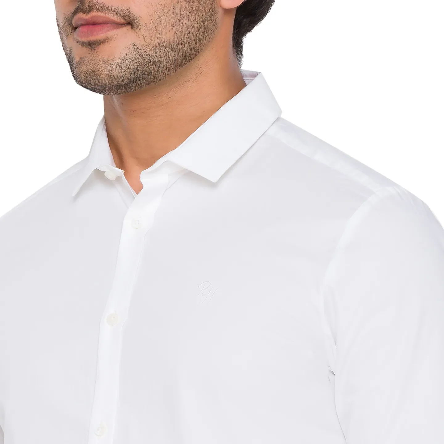 White Slim Straight Fit Regular Collar Long Sleeves Men's Shirt by Being Human Clothing - Image 2