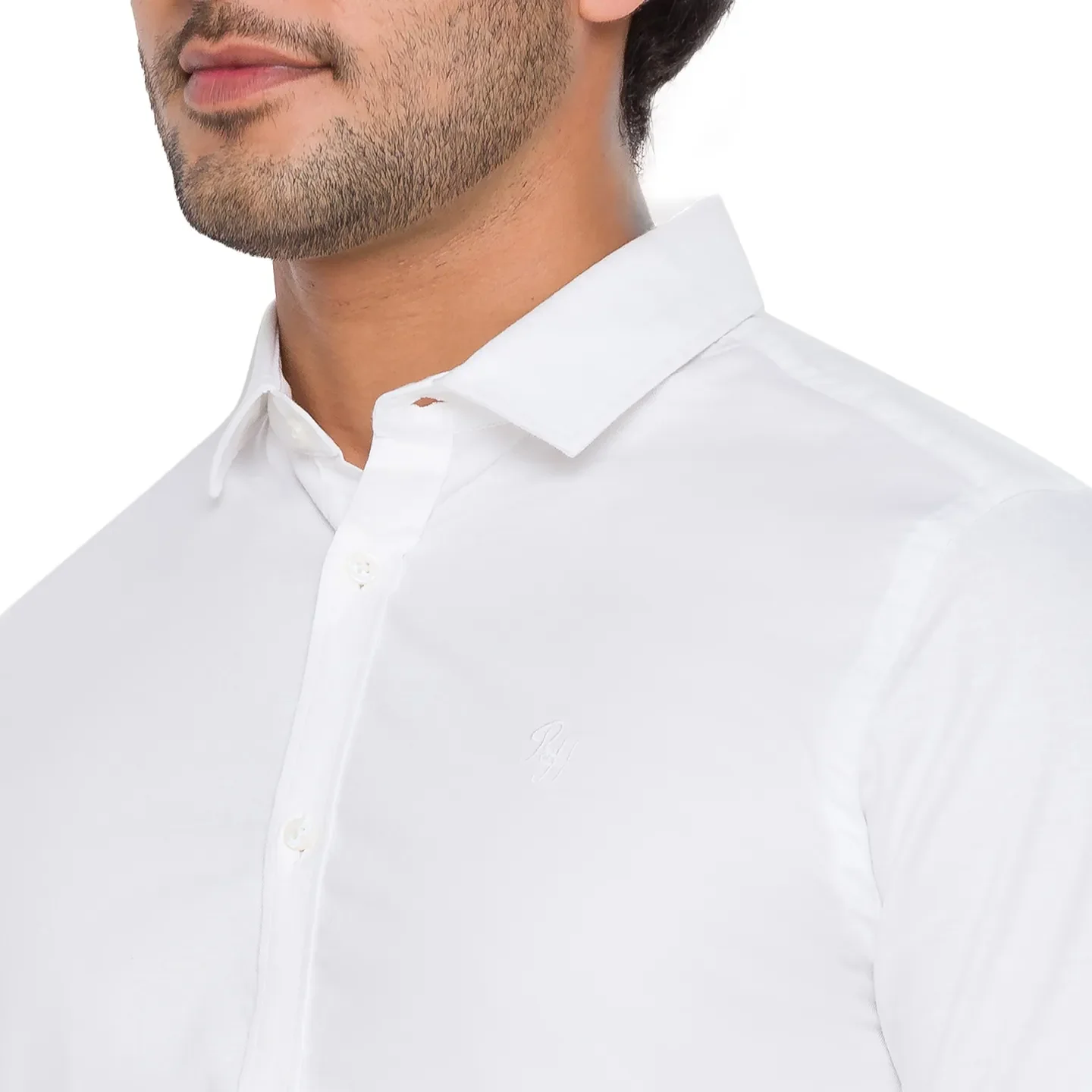 White Slim Straight Fit Regular Collar Long Sleeves Men's Shirt by Being Human Clothing - Image 3