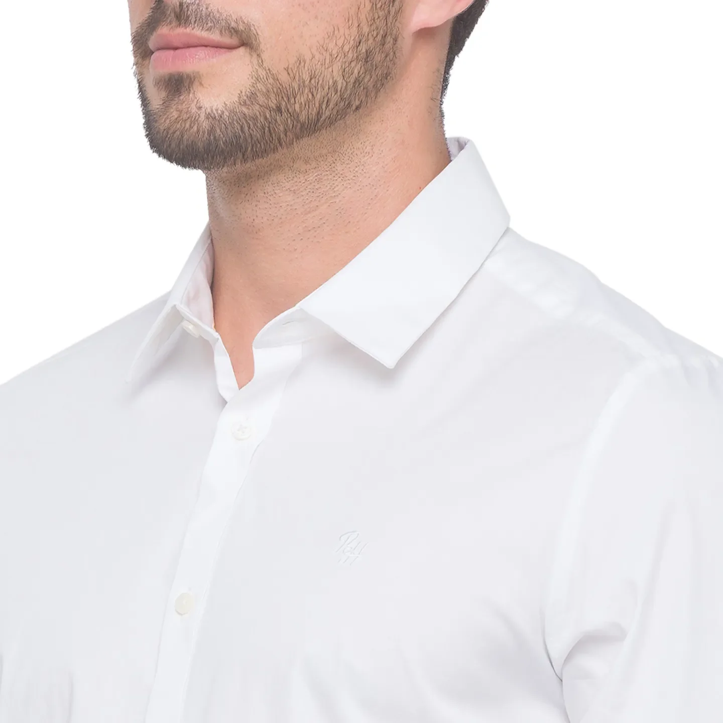 White Slim Straight Fit Regular Collar Long Sleeves Cotton Men's Shirt by Being Human Clothing - Image 5