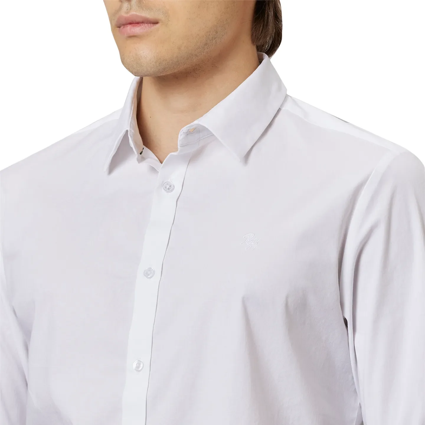 White Slim Straight Fit Regular Collar Long Sleeves Cotton Men's Shirt by Being Human Clothing - Image 4
