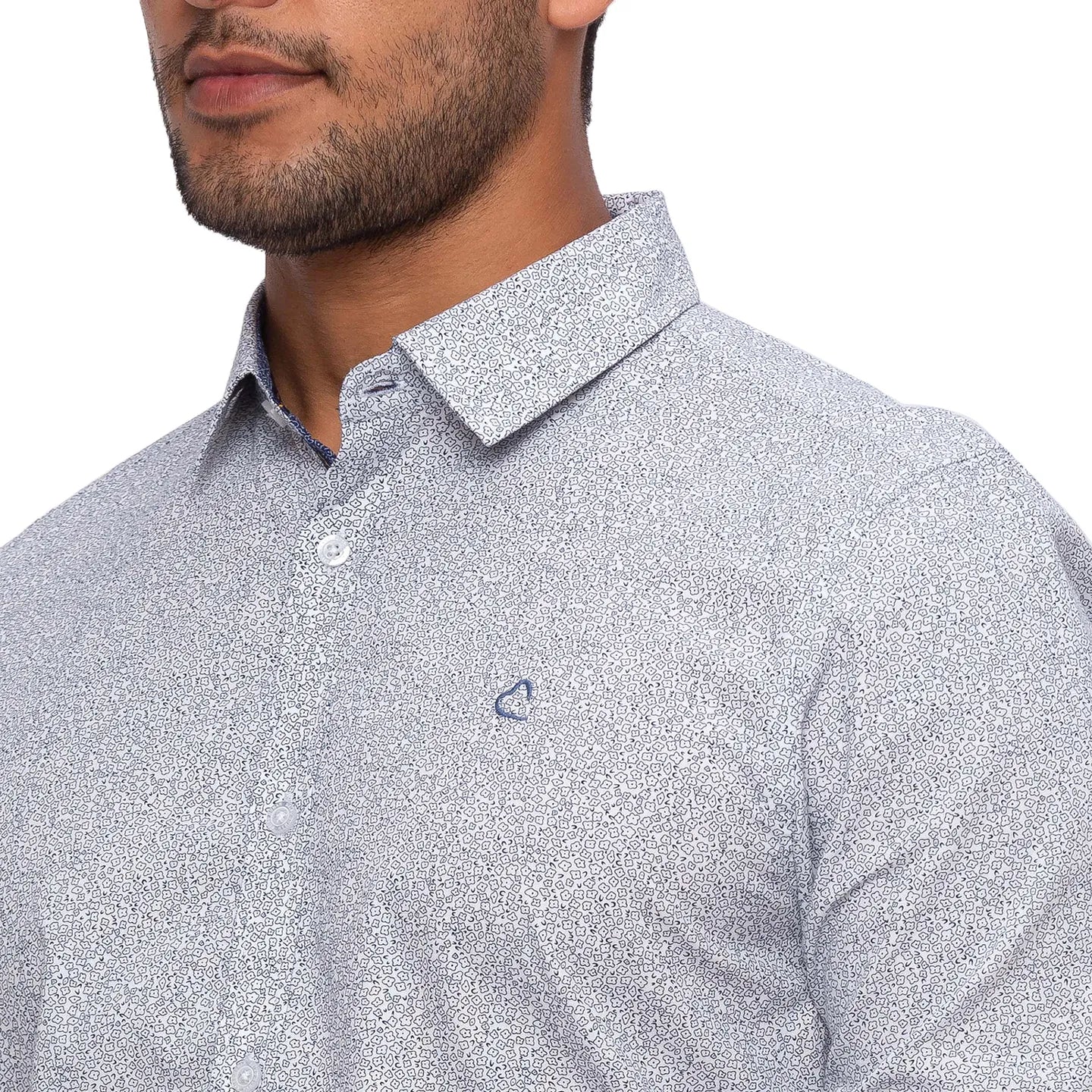 White Slim Straight Fit Regular Collar Long Sleeves Cotton Men's Shirt by Being Human Clothing - Image 5